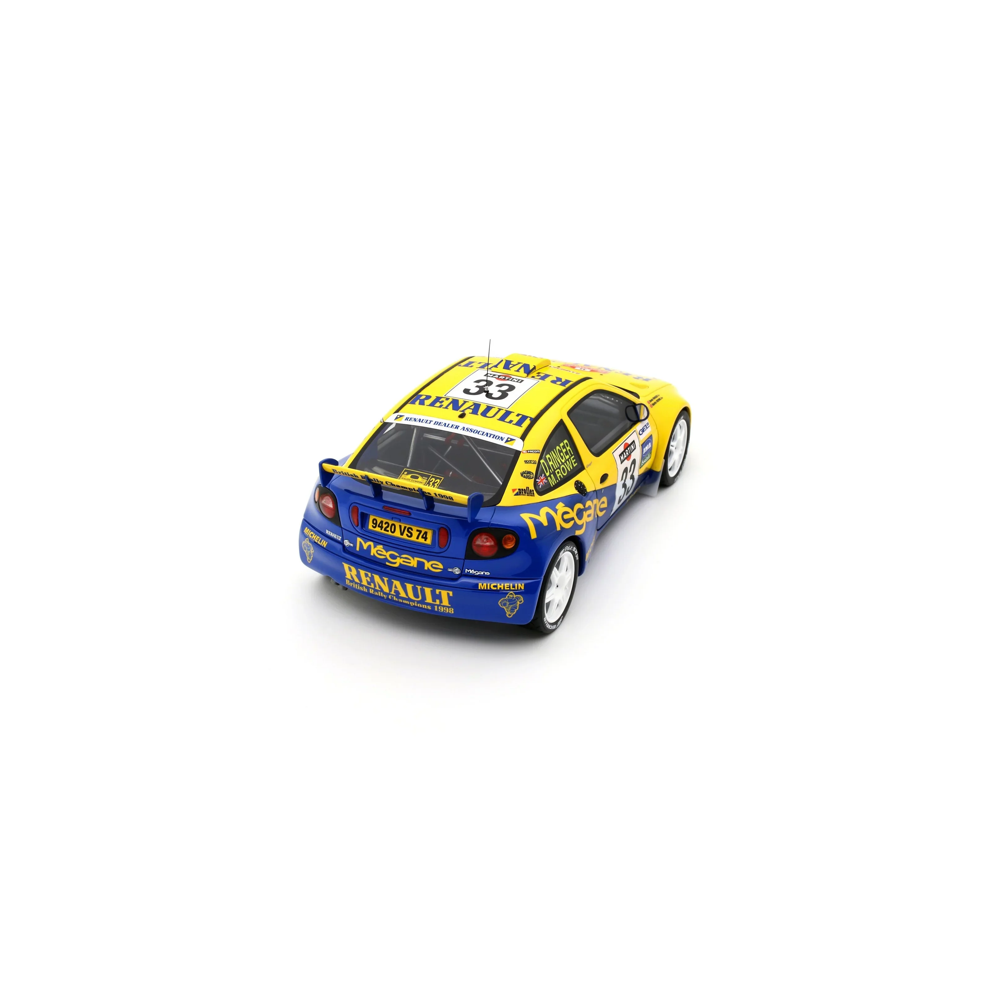 Otto Renault Megane Maxi #33 Rally San Remo 1998 Yellow & Blue 1:18 - Image 7