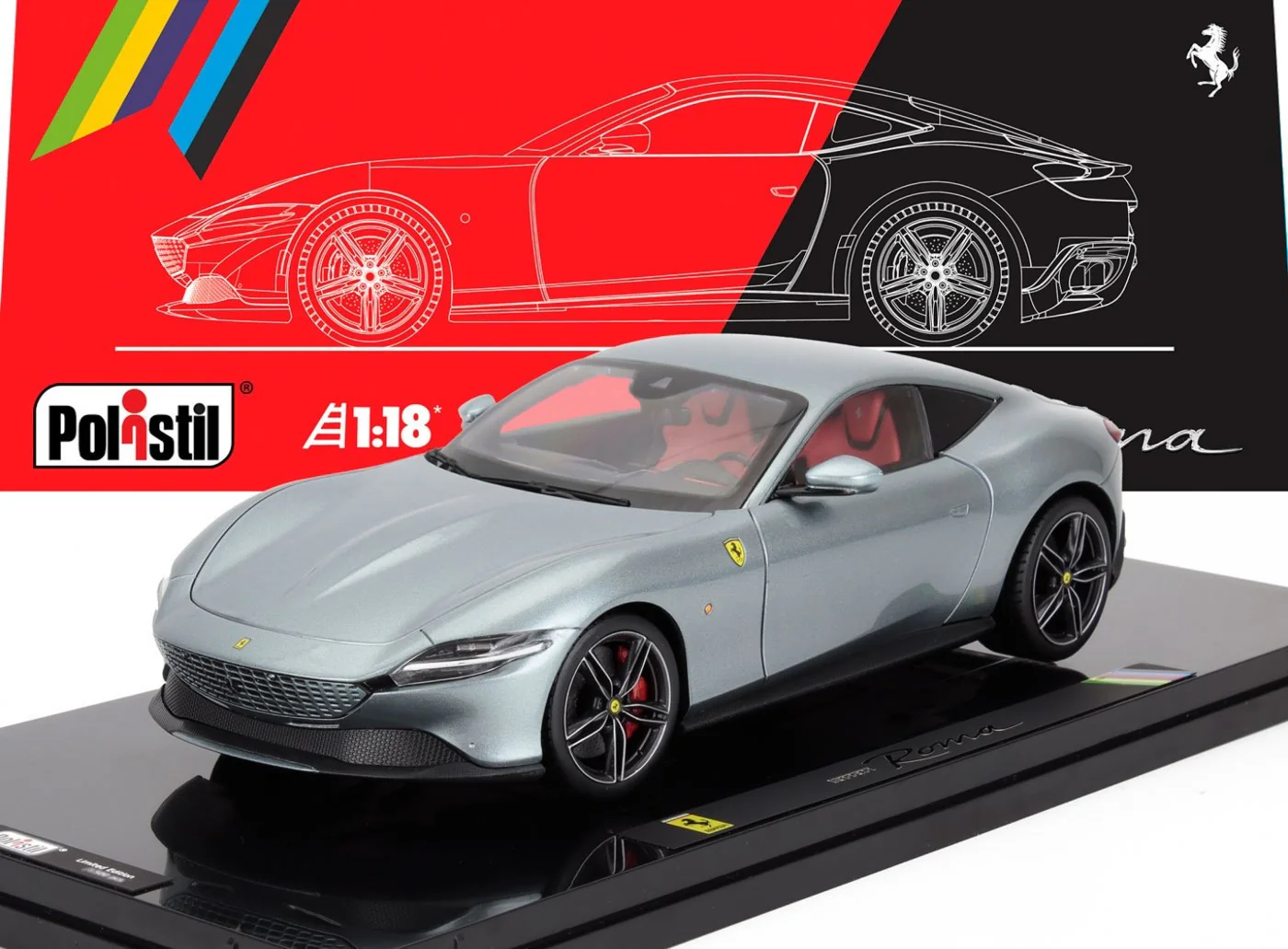 Polistil 2019 Ferrari Roma Grigio Titanio (Grey Metallic) High Fidelity WITH DISPLAY 1:18 - Image 3