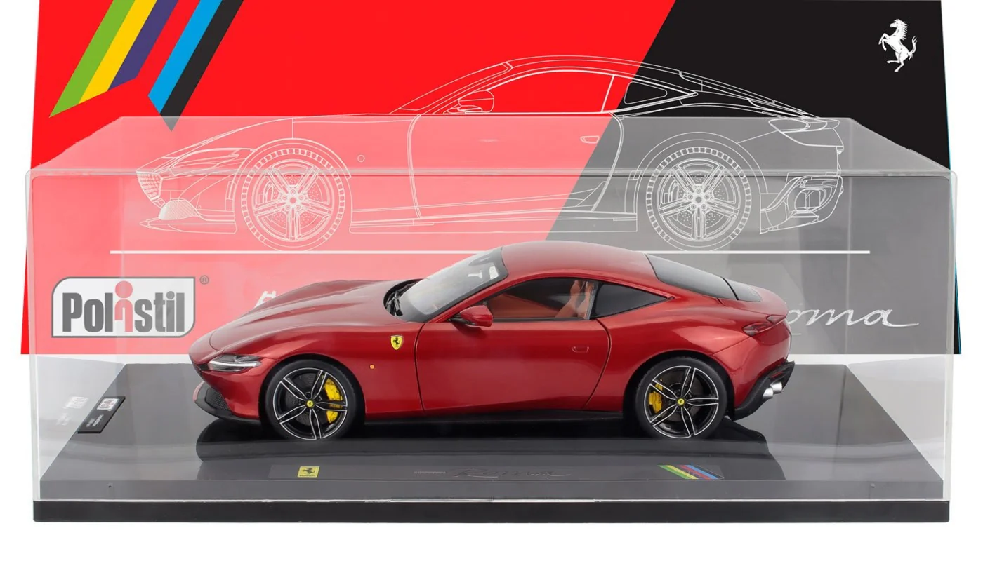 Polistil 2019 Ferrari Roma Rosso Magma (Red Metallic) High Fidelity WITH DISPLAY 1:18 - Image 3