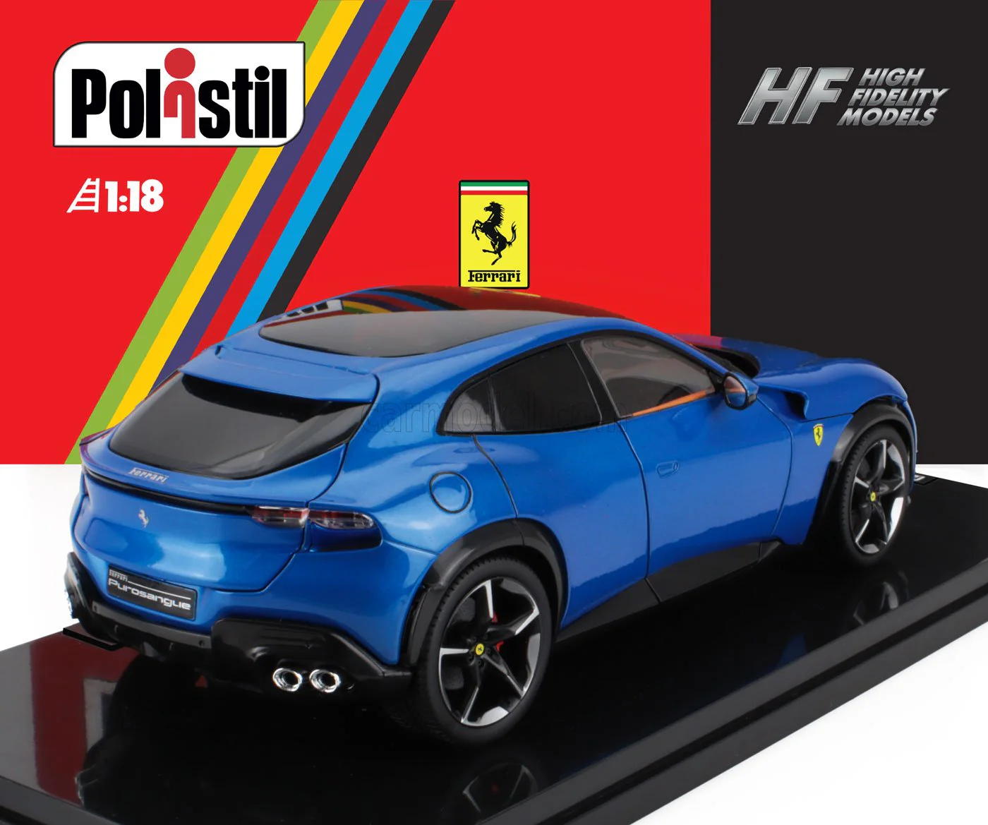 Polistil 2022 Ferrari Purosangue Blu Corsa (Blue Metallic) High Fidelity WITH DISPLAY 1:18 - Image 2