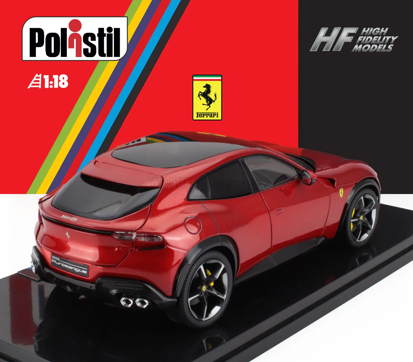 Polistil 2022 Ferrari Purosangue Rossa Magma (Red Metallic) High Fidelity WITH DISPLAY 1:18 - Image 2
