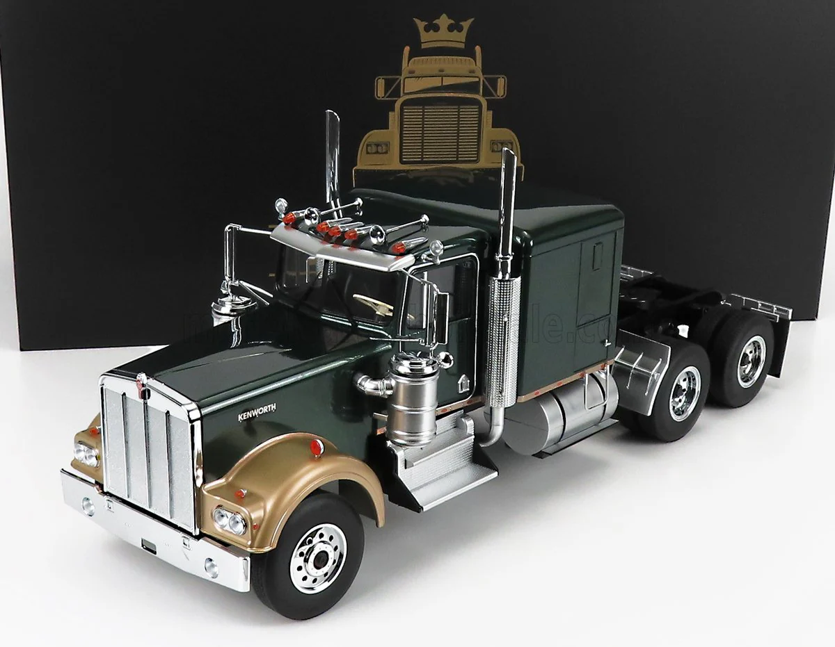 Road Kings 1989 Kenworth W900 Tractor Truck 3 Dark Green Metallic & Gold 1:18 - Image 6