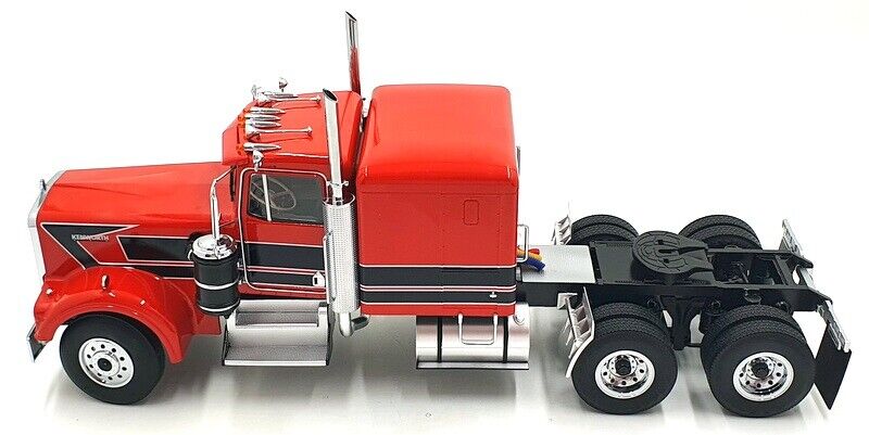 Road Kings 1989 Kenworth W900 Tractor Truck 3 Red w/ Black Stripes 1:18 - Image 3