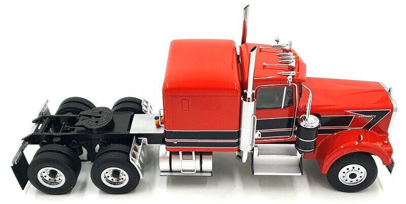 Road Kings 1989 Kenworth W900 Tractor Truck 3 Red w/ Black Stripes 1:18 - Image 4