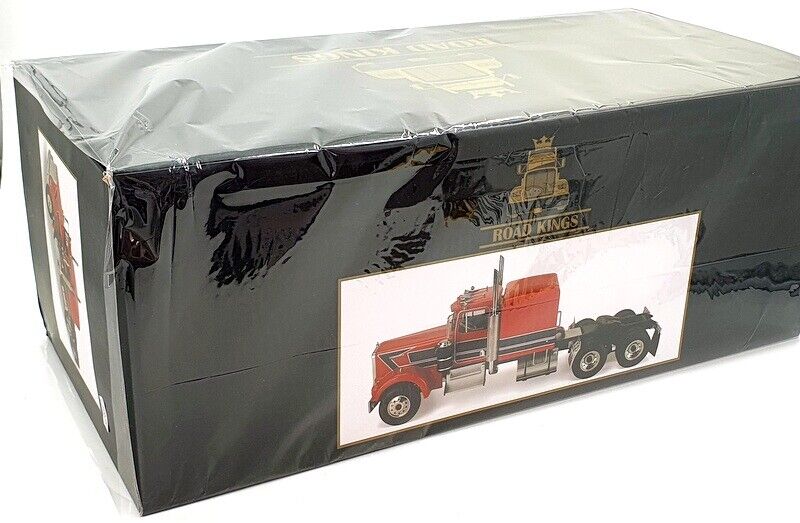 Road Kings 1989 Kenworth W900 Tractor Truck 3 Red w/ Black Stripes 1:18 - Image 6
