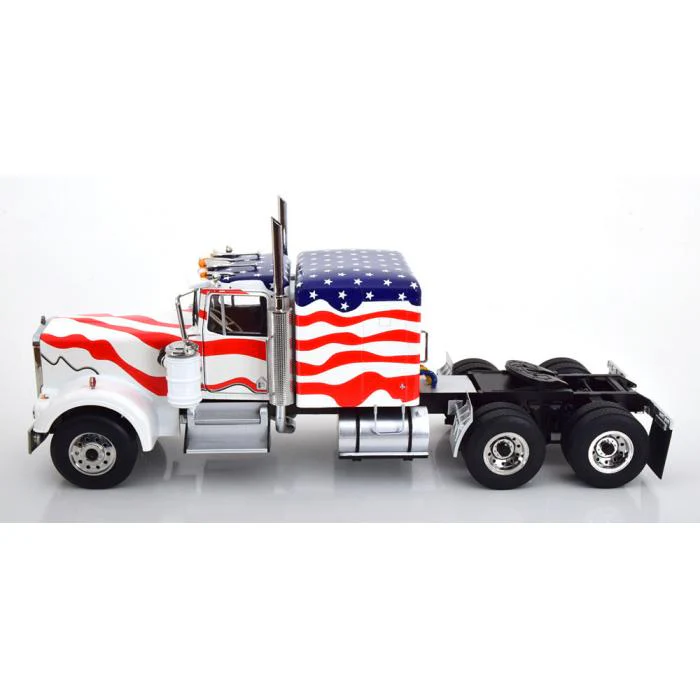Road Kings 1989 Kenworth W900 Tractor Truck Stars & Stripes Red, White, & Blue 1:18 - Image 3