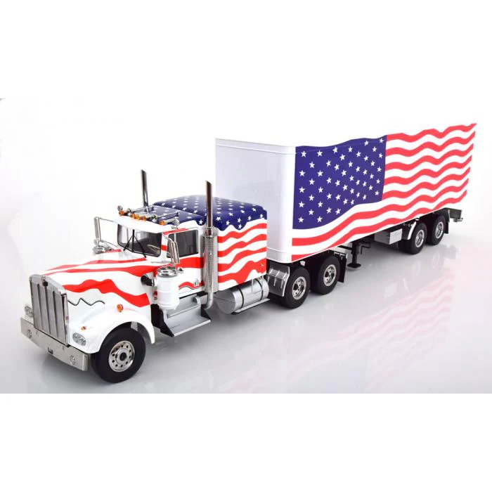 Road Kings 1989 Kenworth W900 Tractor Truck Stars & Stripes Red, White, & Blue 1:18 - Image 6