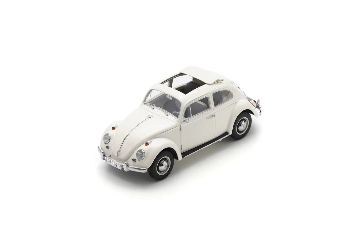 Schuco 1963 Volkswagen Beetle w/ Rollup Soft Top White 1:18 - Image 2