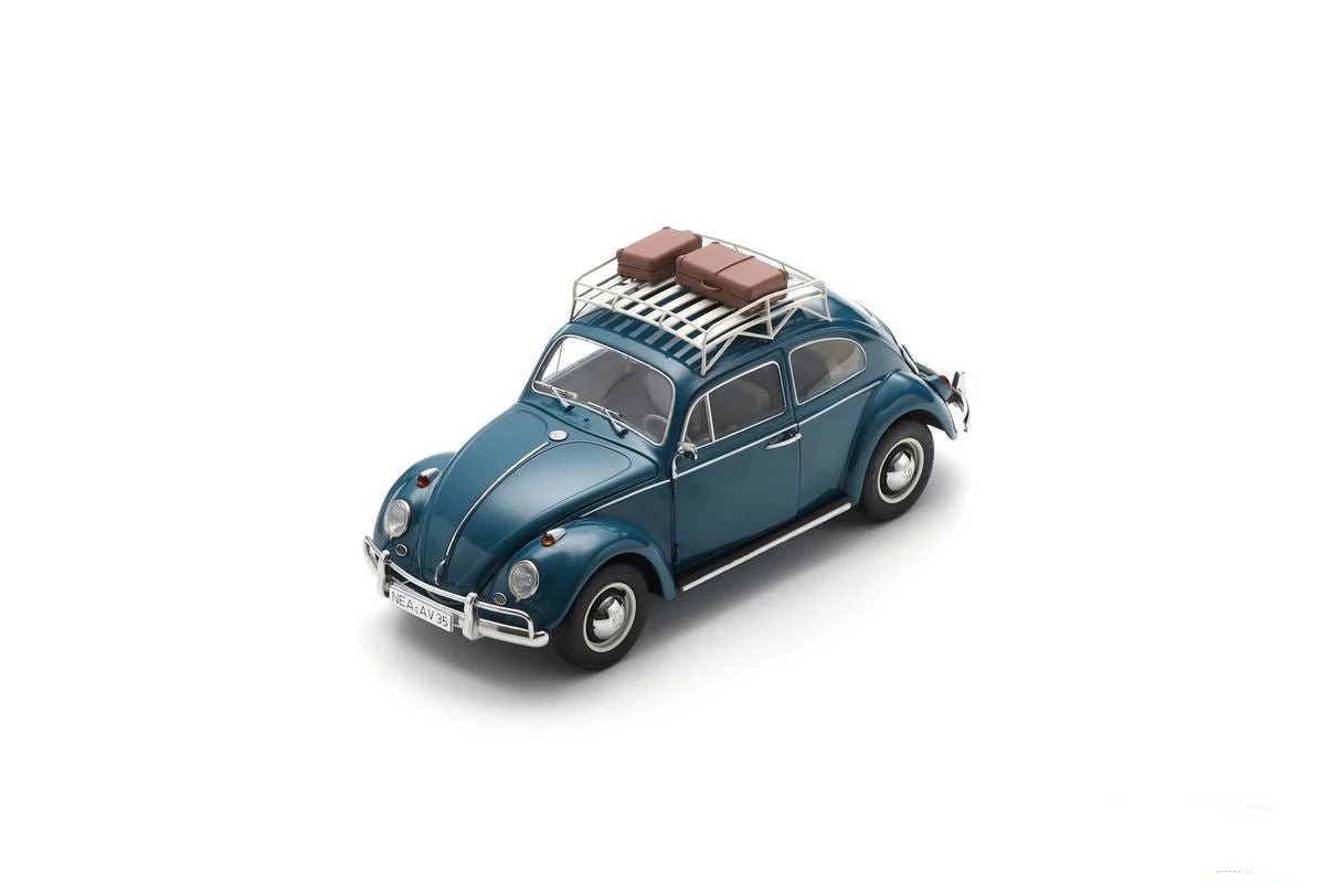 Schuco 1963 Volkswagen Beetle w/ Roof Rack Blue Teal 1:18 - Image 2