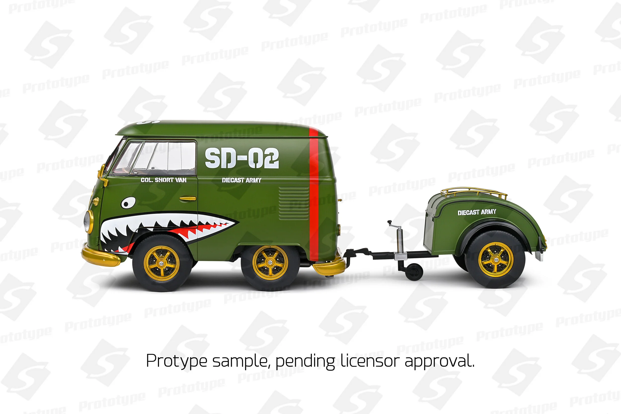Solido 1950 Volkswagen T1 Van Kool Combi Diecast Army Fighter Green 1:18 - Image 2