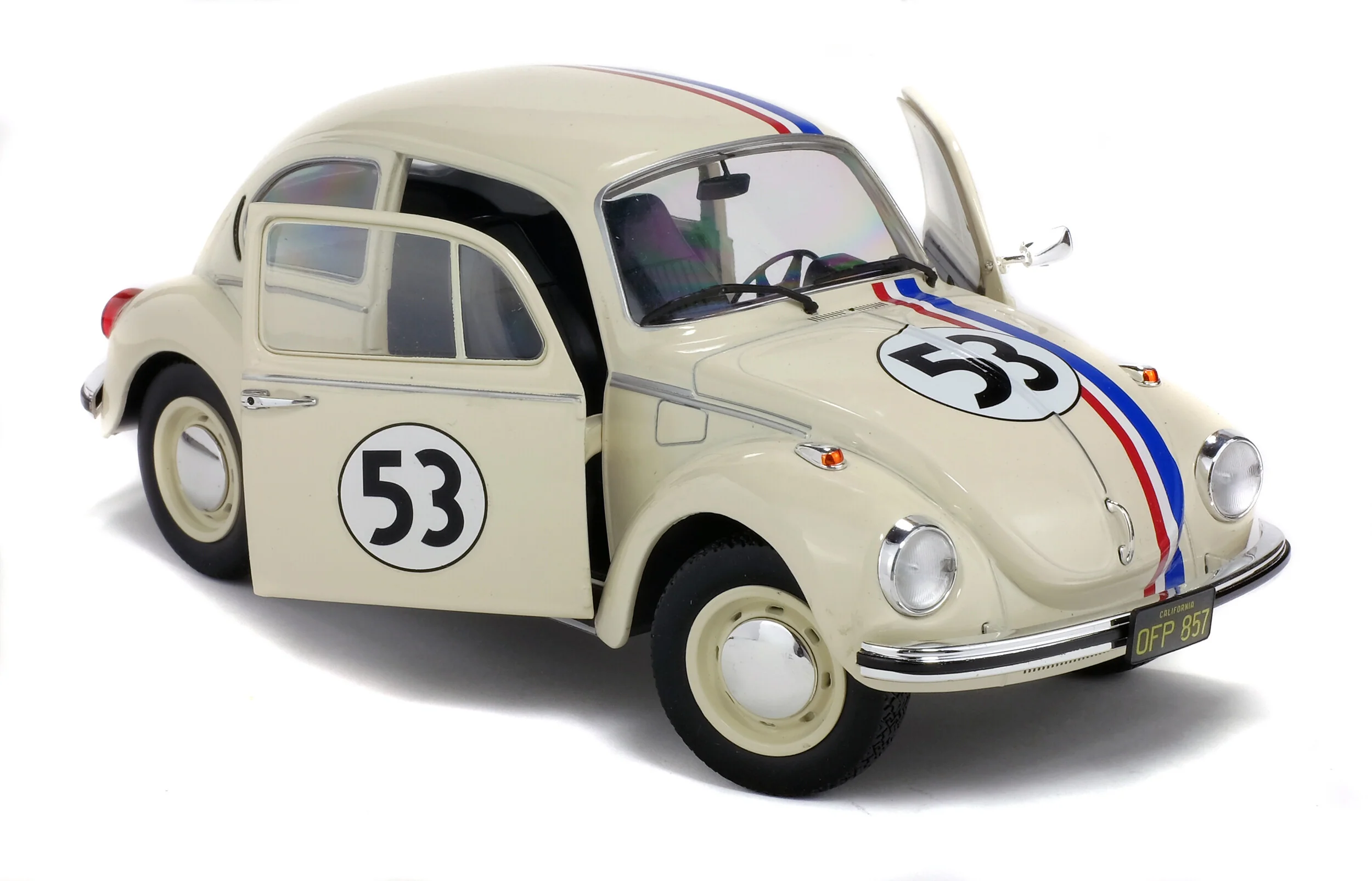 Solido 1973 Volkswagen Beetle 1303 - Racer No 53 "Herbie" White 1:18 - Image 7