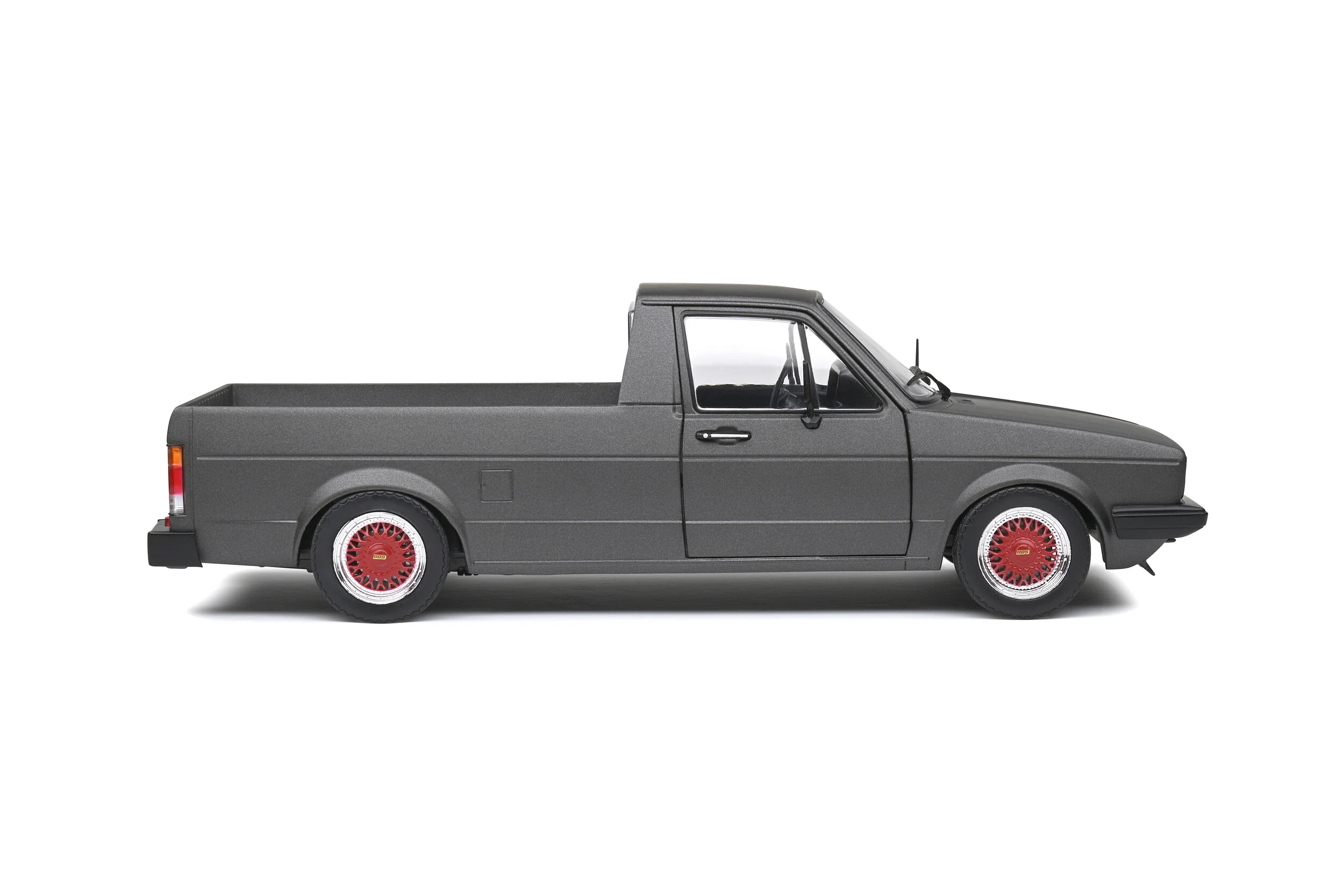 Solido 1982 Volkswagen MK 1 Caddy Pickup Matte Grey Custom w/ Red Wheels 1:18 - Image 5