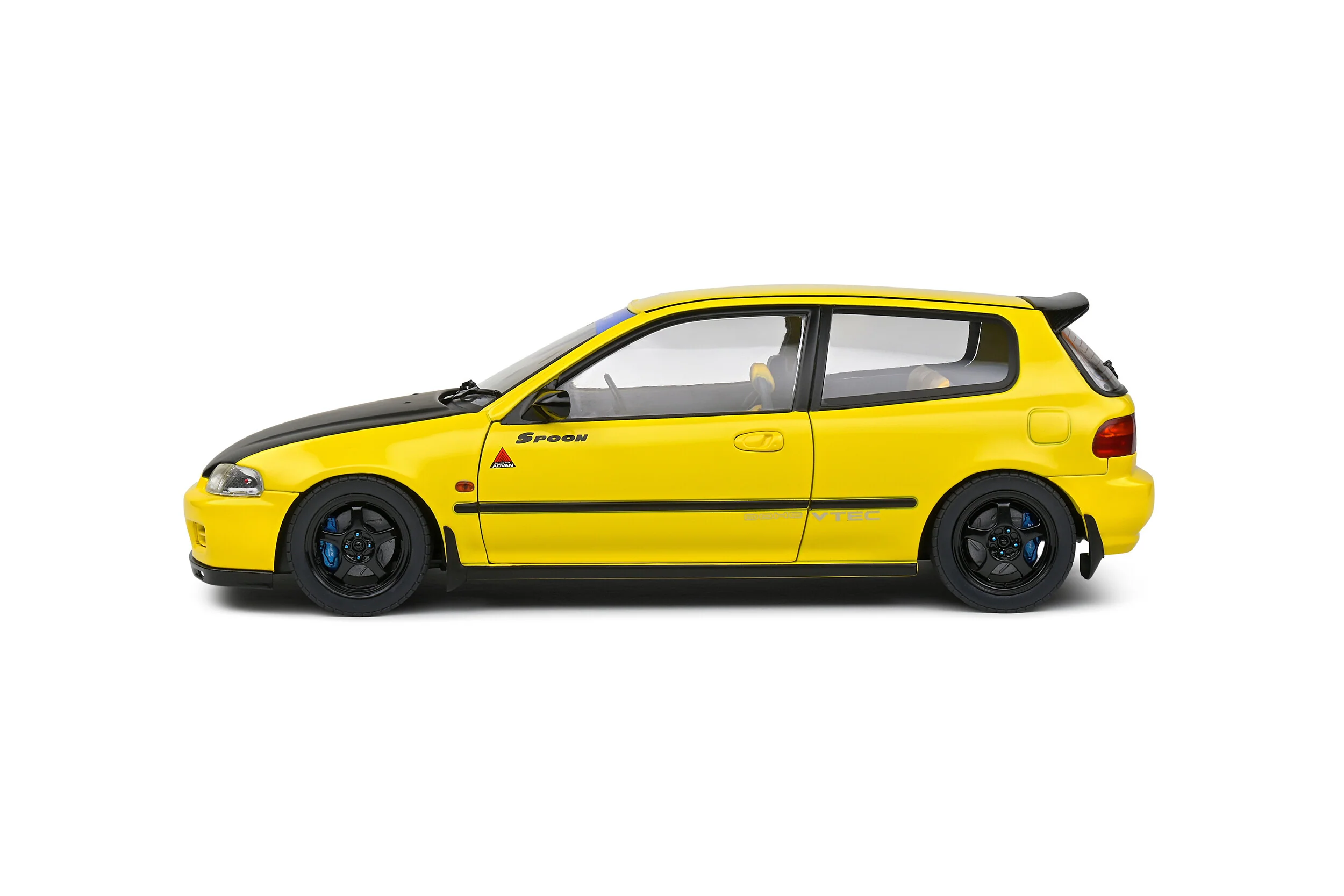 Solido 1991 Honda Civic EG6 Spoon Version Yellow Carnival w/ Black Hood 1:18 - Image 3
