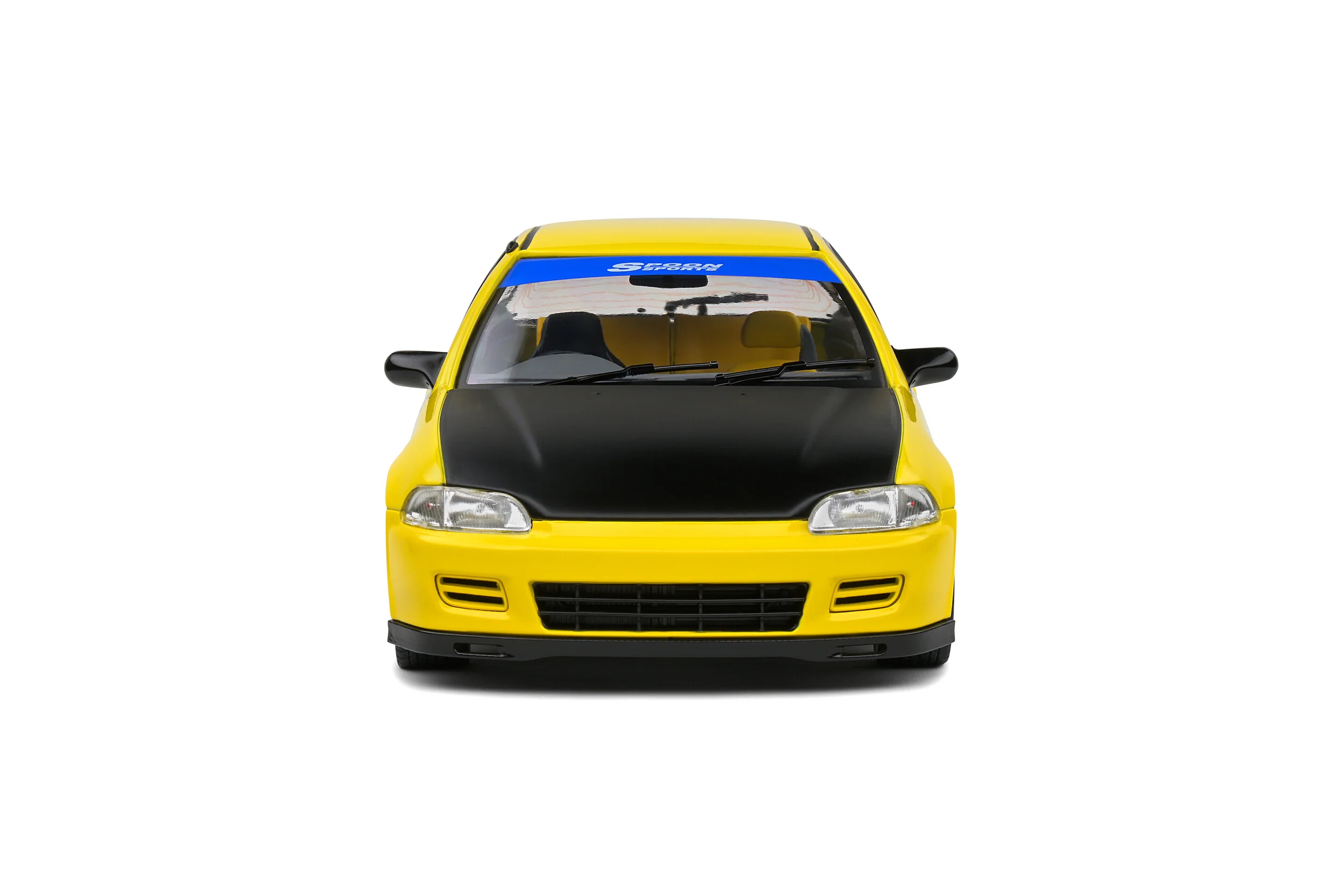 Solido 1991 Honda Civic EG6 Spoon Version Yellow Carnival w/ Black Hood 1:18 - Image 4