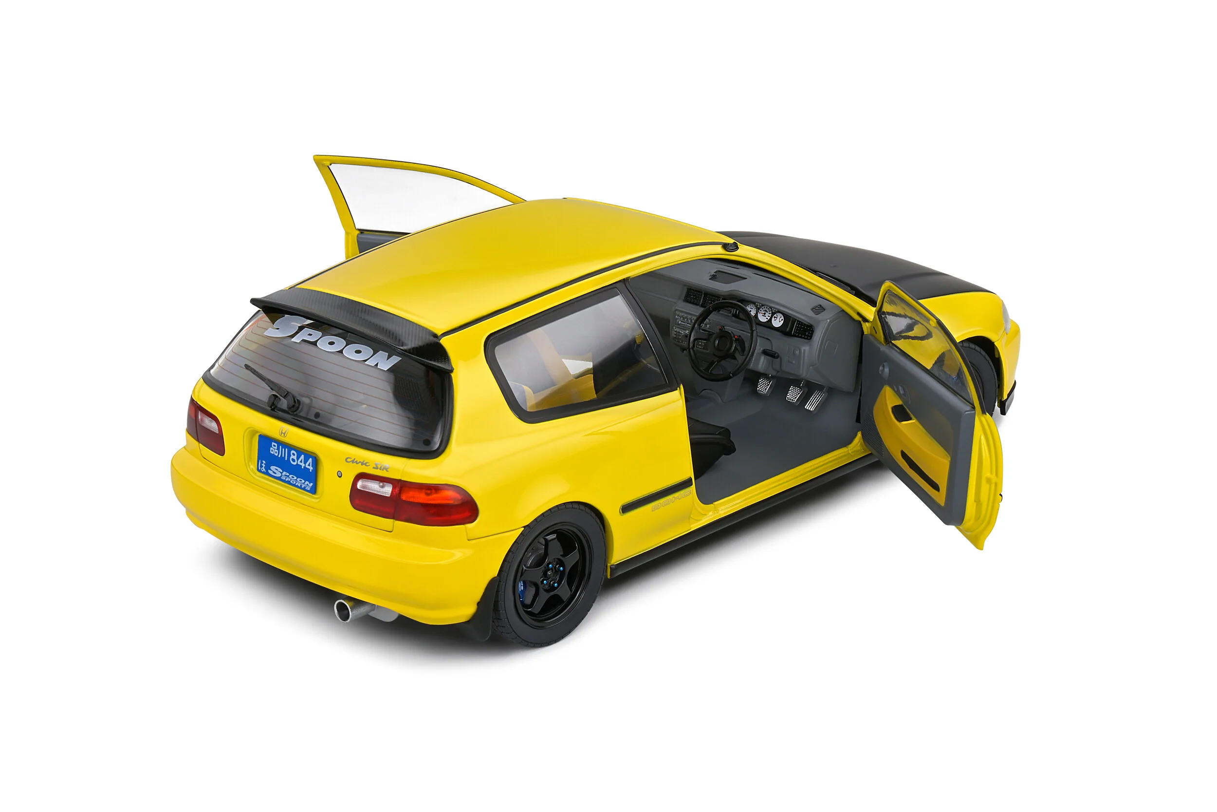 Solido 1991 Honda Civic EG6 Spoon Version Yellow Carnival w/ Black Hood 1:18 - Image 8