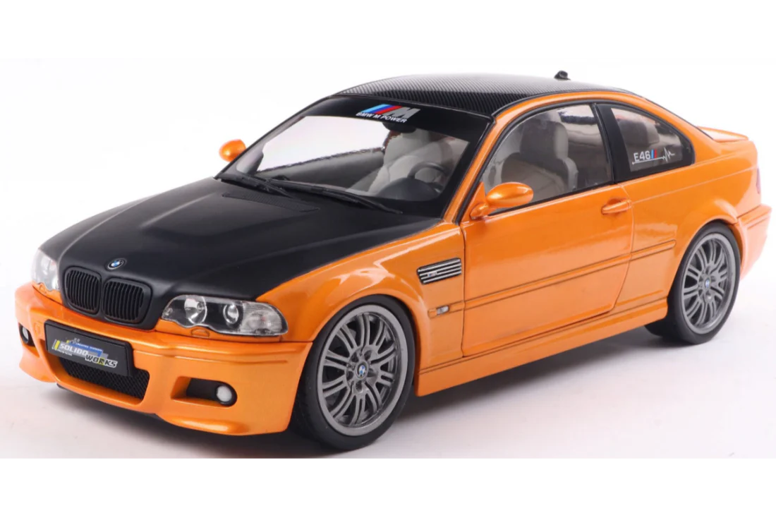 Solido 2000 BMW E46 Coupe Orange w/ Black Hood 1:18