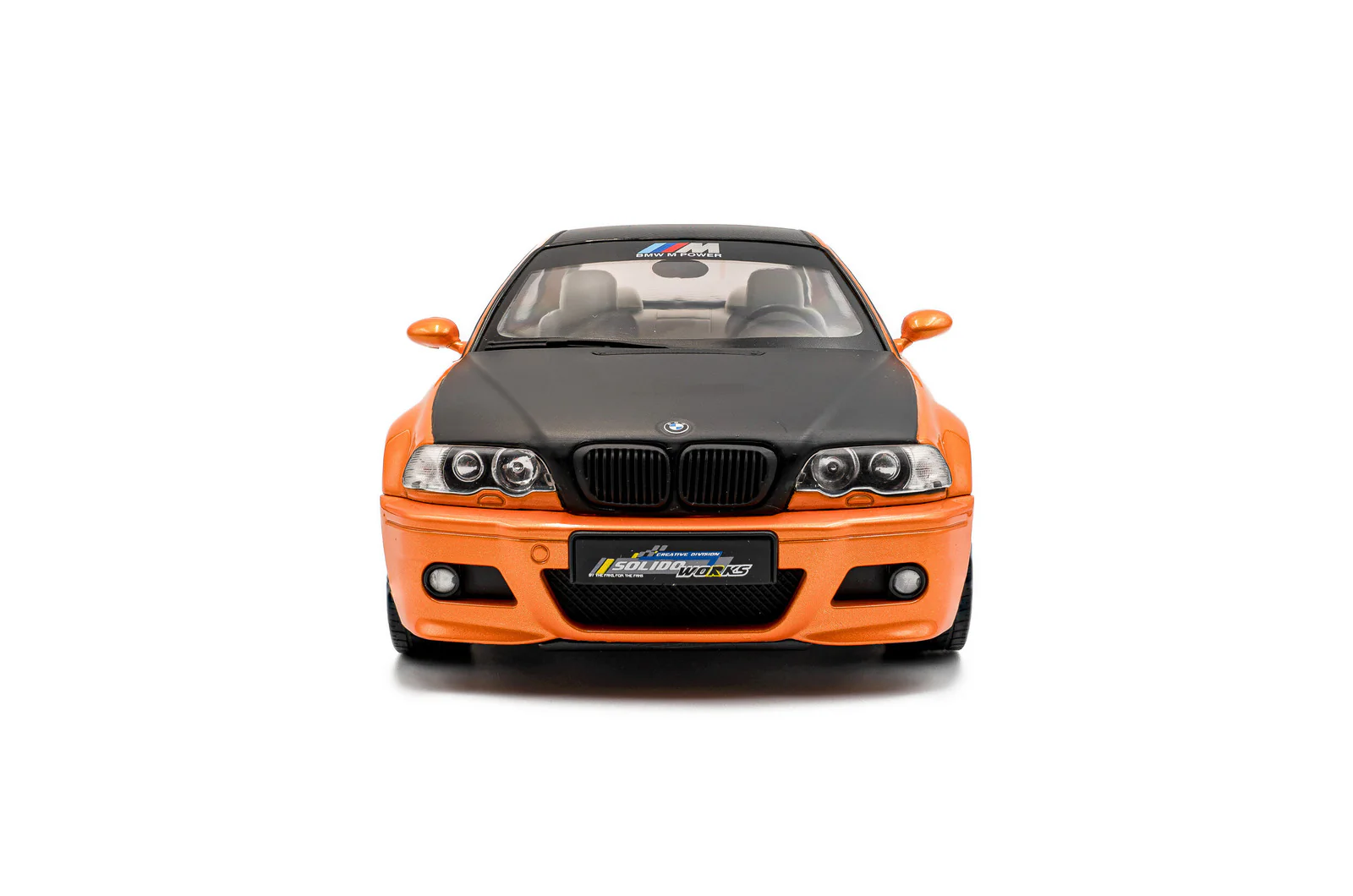 Solido 2000 BMW E46 Coupe Orange w/ Black Hood 1:18 - Image 7