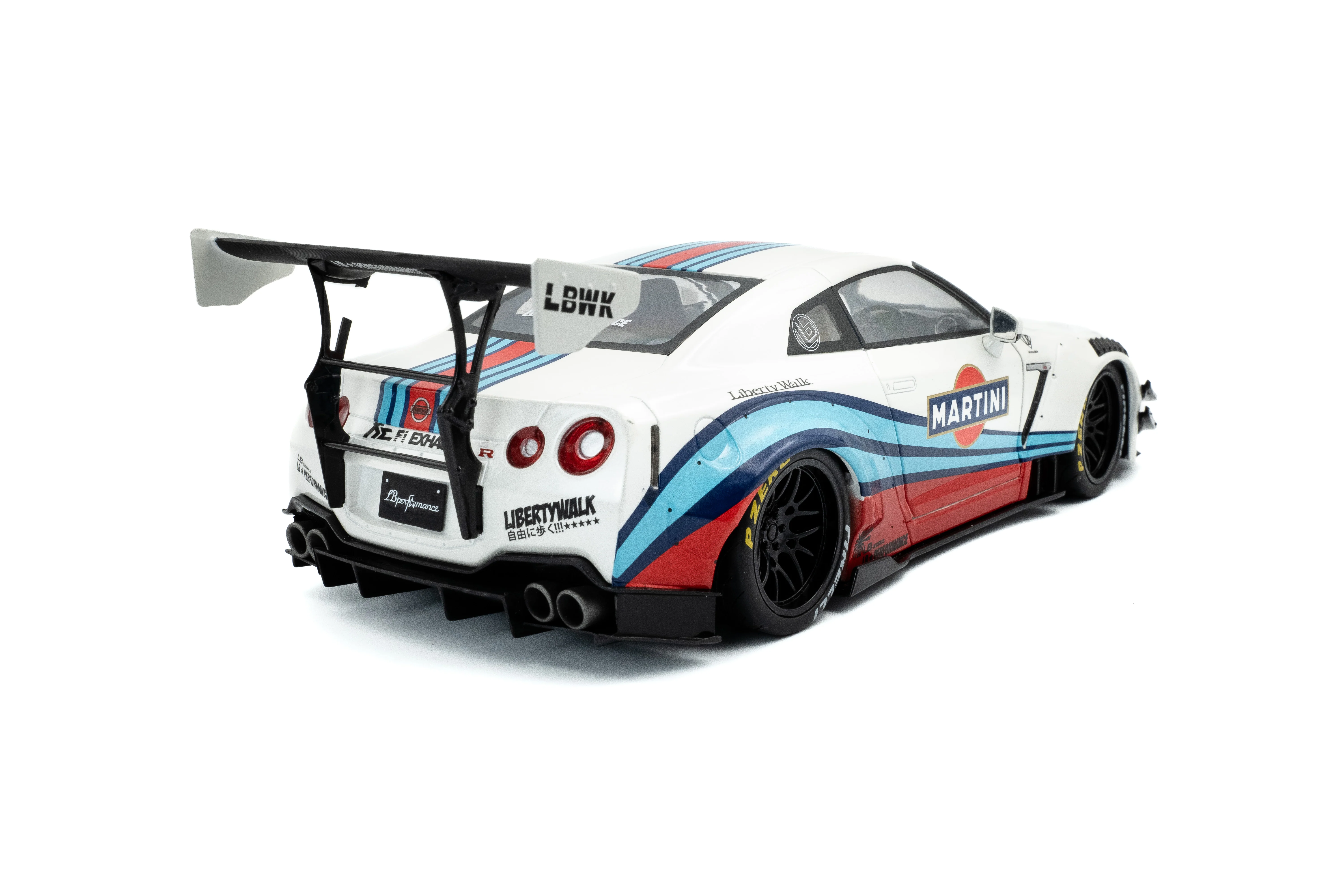 Solido 2024 Nissan GT-R (R35) W/ Liberty Walk Body Kit 2.0 Martini White 1:18 - Image 2