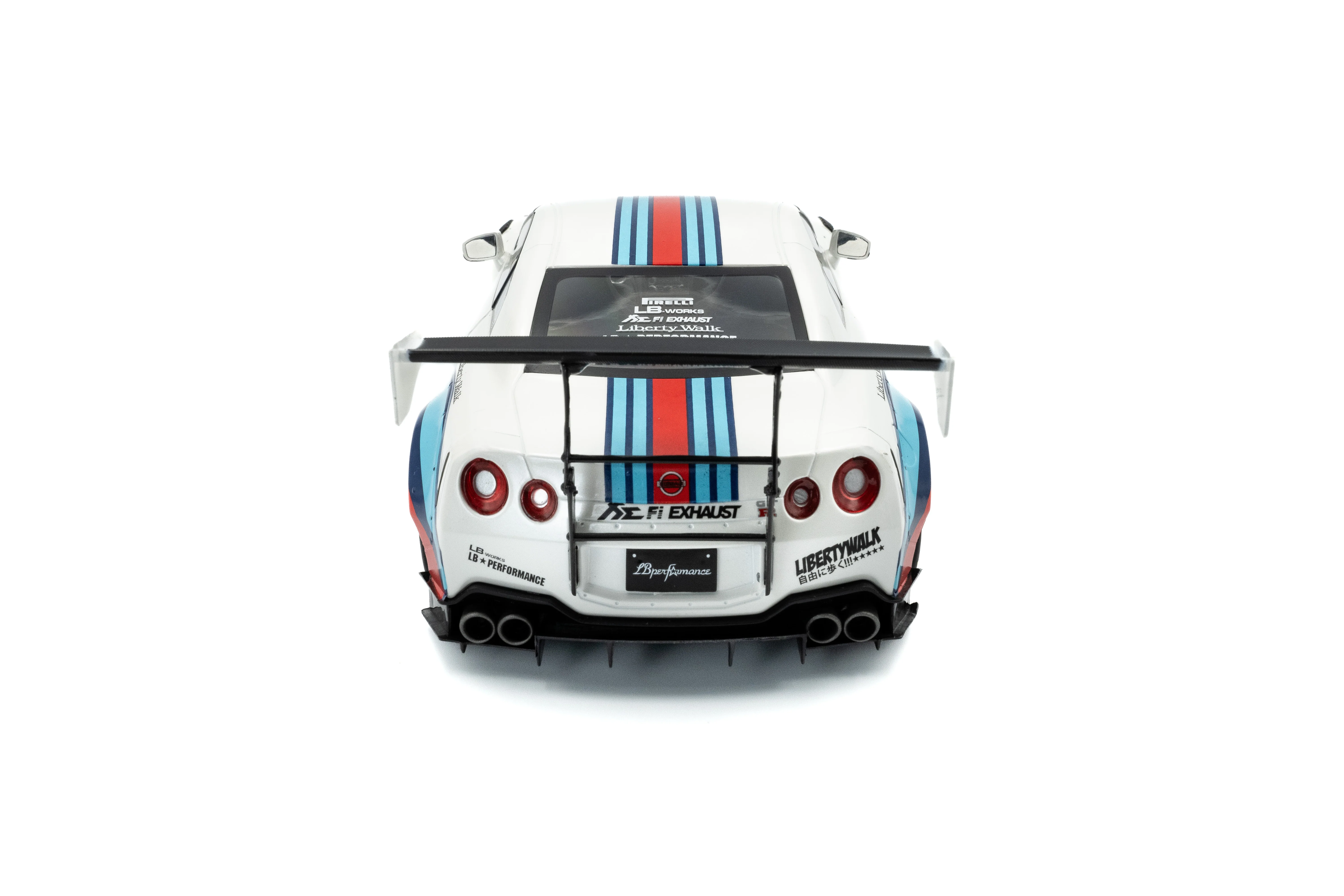 Solido 2024 Nissan GT-R (R35) W/ Liberty Walk Body Kit 2.0 Martini White 1:18 - Image 6