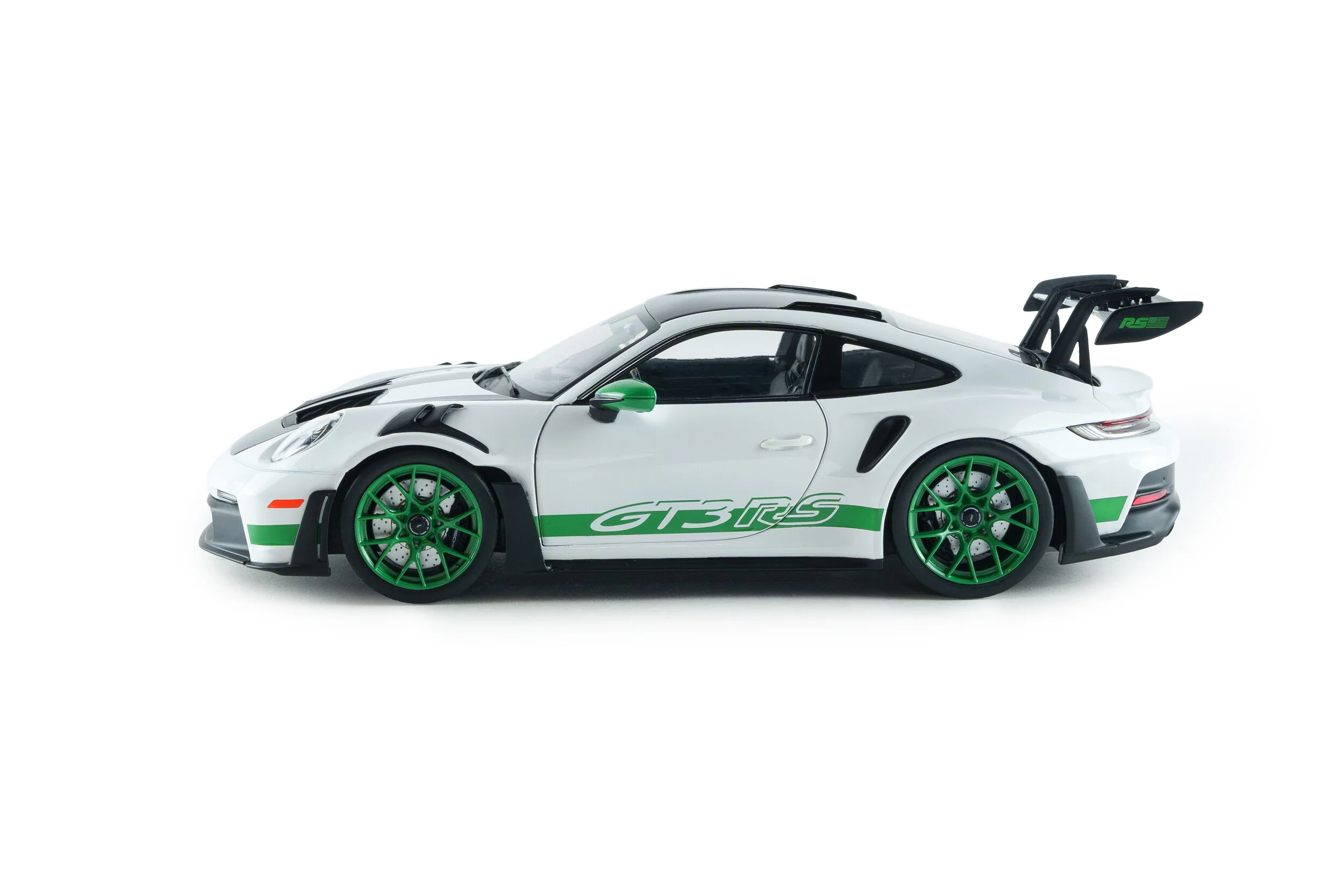 Solido 2024 Porsche 911 992 GT3 RS Weissach Pack White w/ Green Wheels 1:18 - Image 2