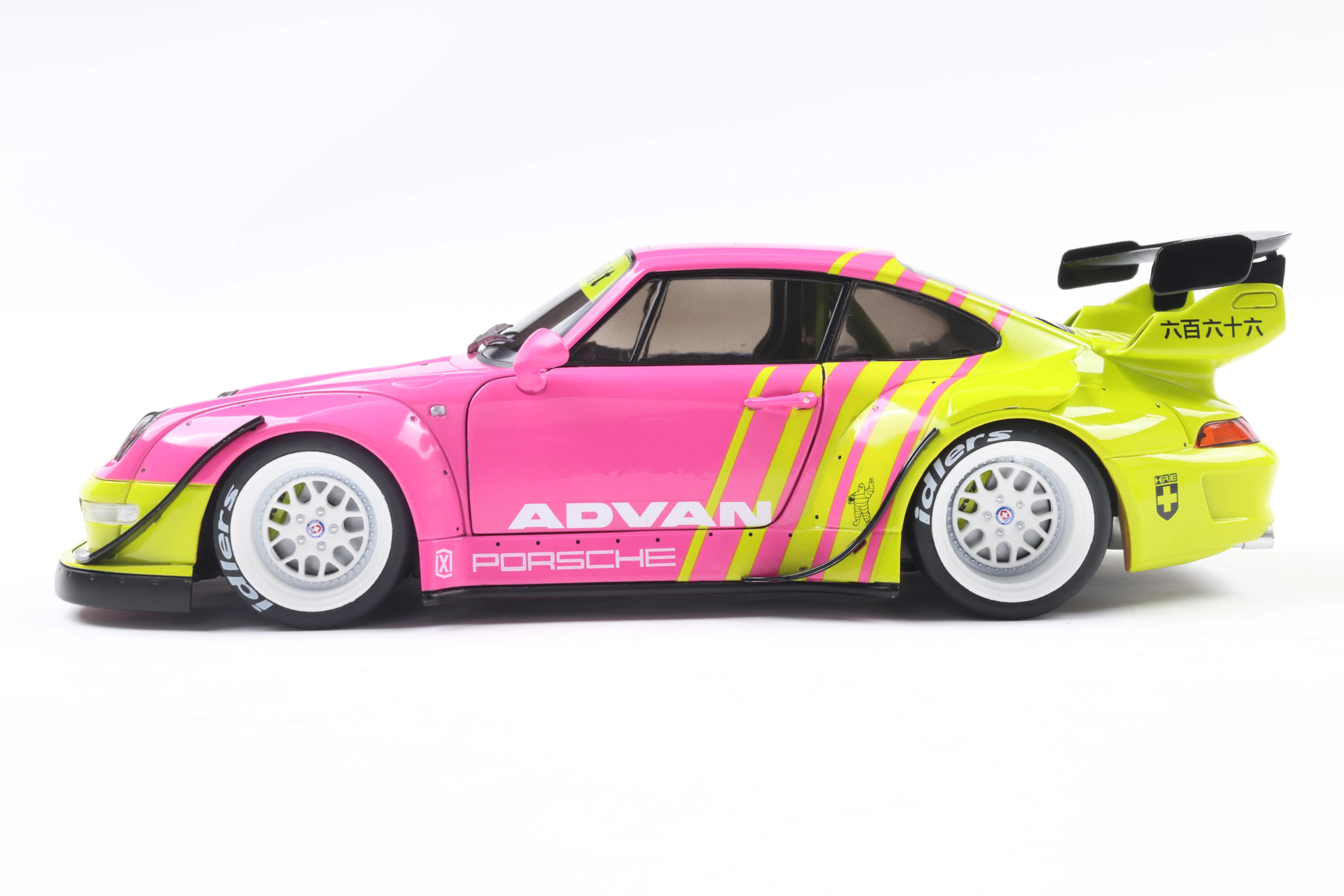 Solido 2024 Porsche 911 993 RWB Bodykit Pink & Yellow 1:18 - Image 3