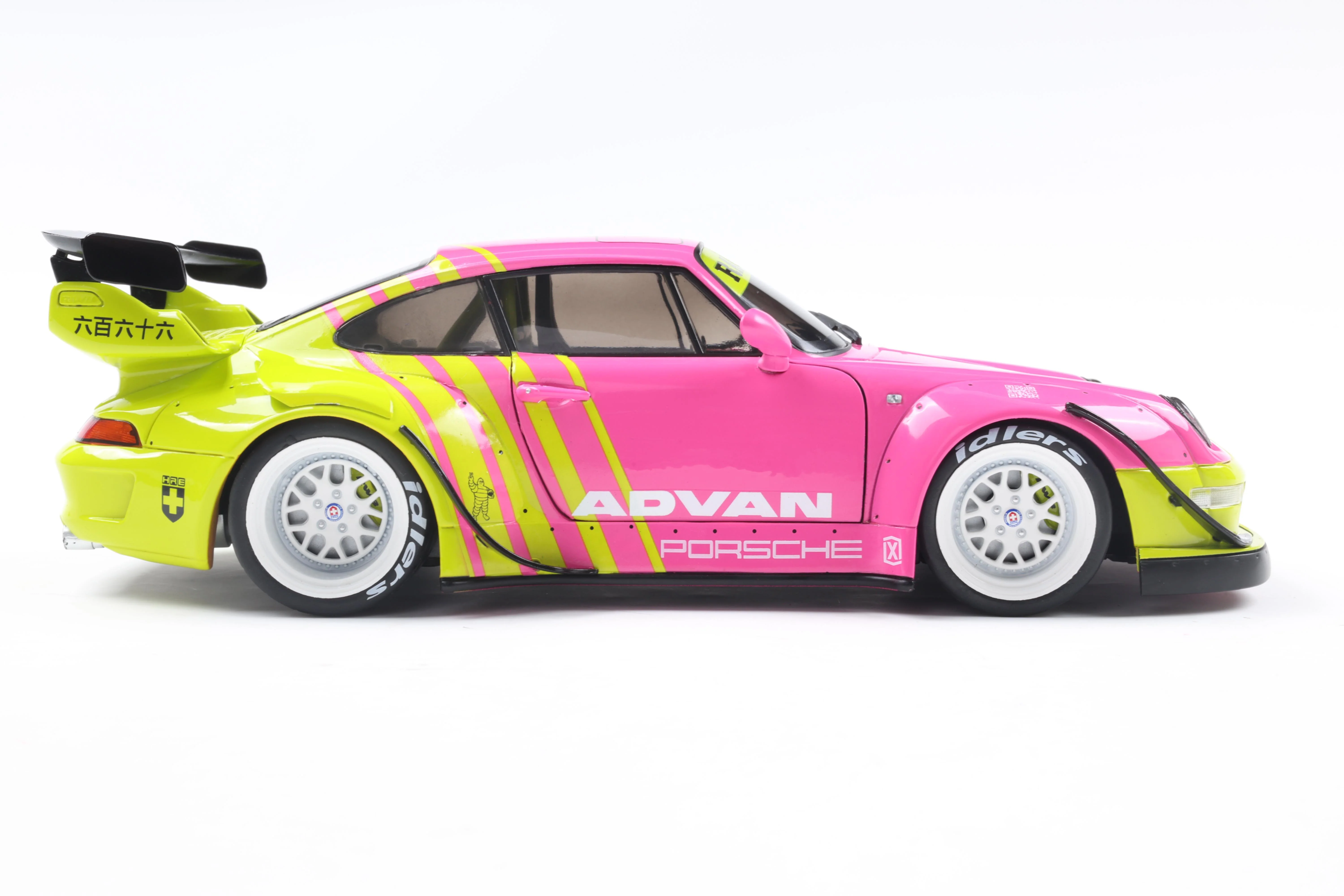 Solido 2024 Porsche 911 993 RWB Bodykit Pink & Yellow 1:18 - Image 4