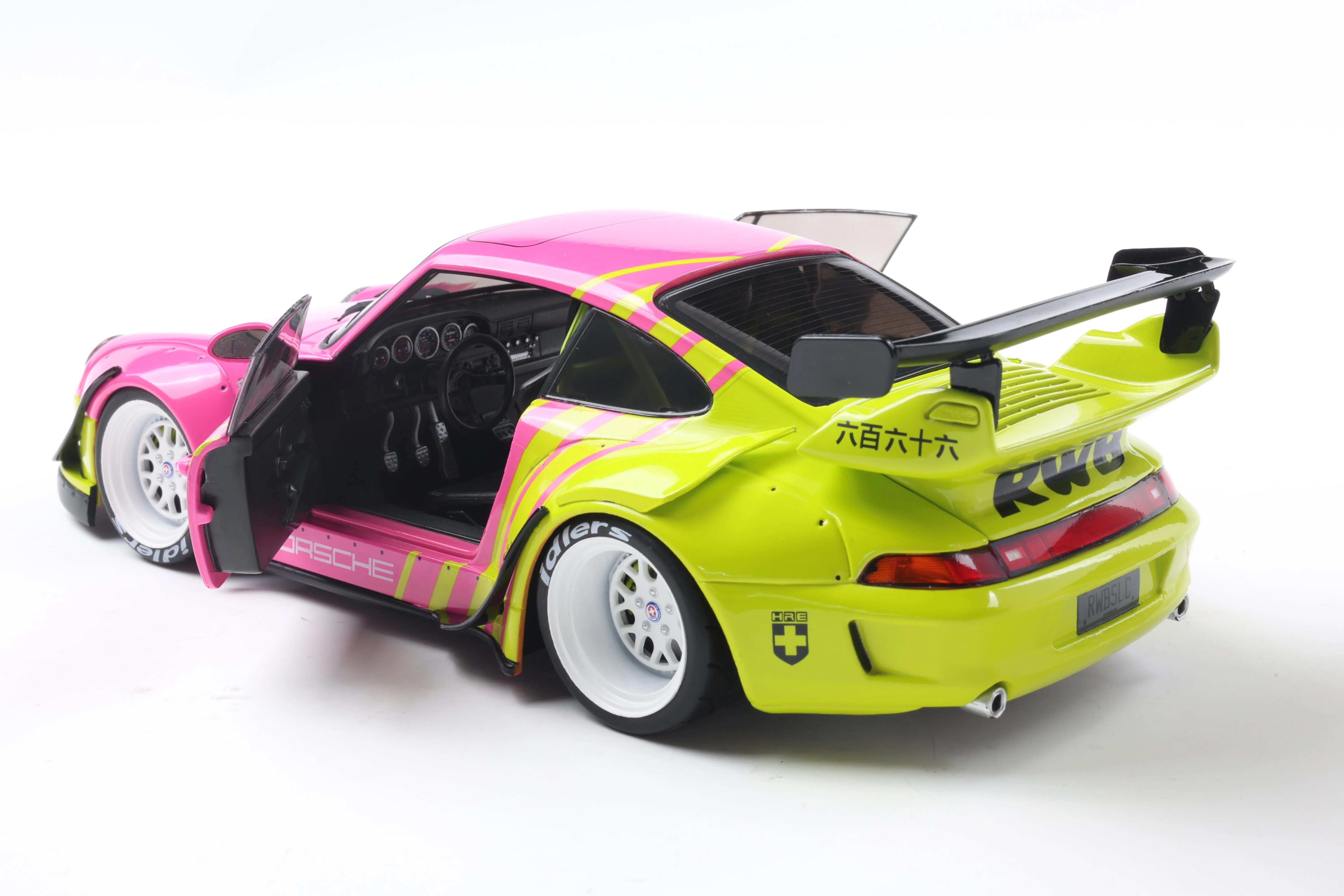 Solido 2024 Porsche 911 993 RWB Bodykit Pink & Yellow 1:18 - Image 7