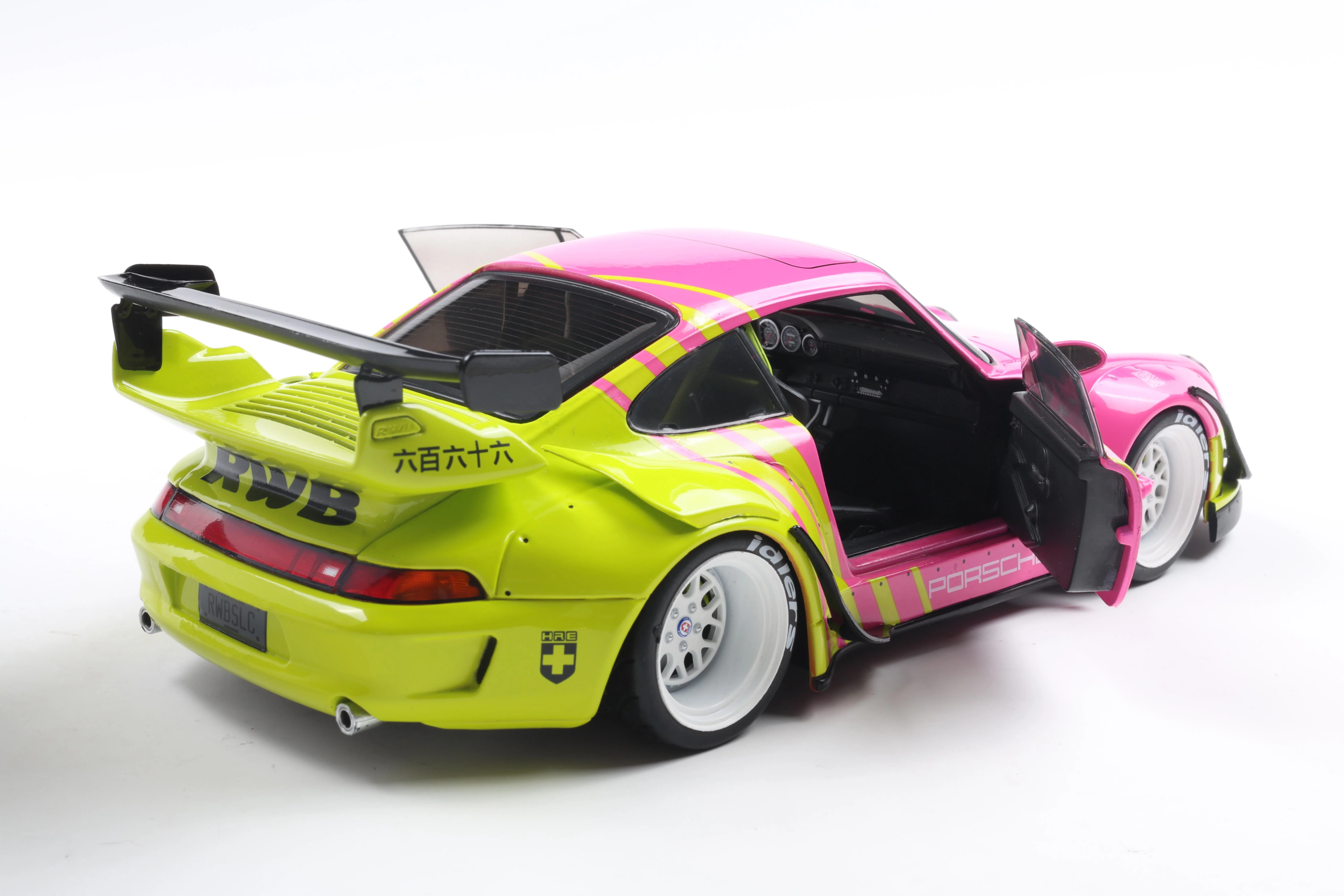 Solido 2024 Porsche 911 993 RWB Bodykit Pink & Yellow 1:18 - Image 8