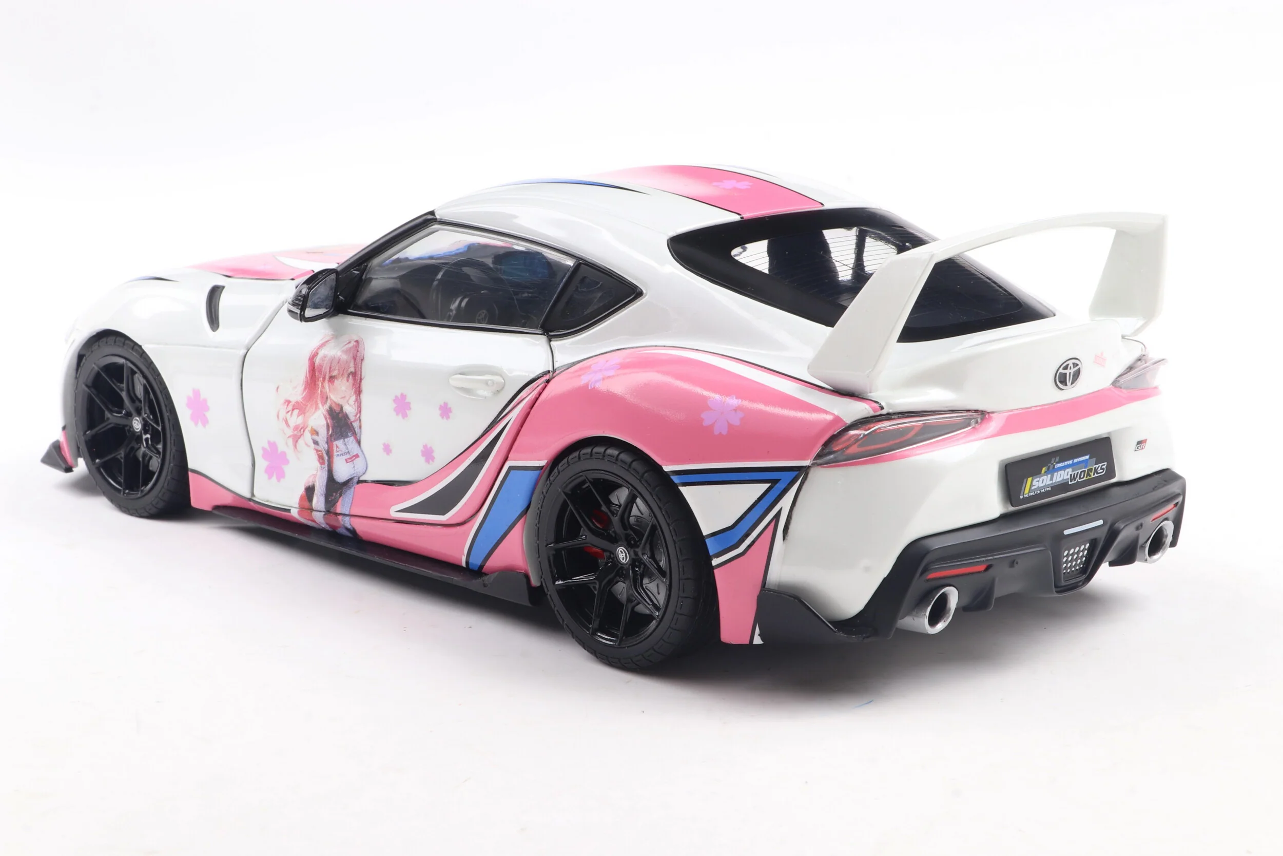 Solido 2024 Toyota GR Supra A90 Itasha White and Pink 1:18 - Image 3