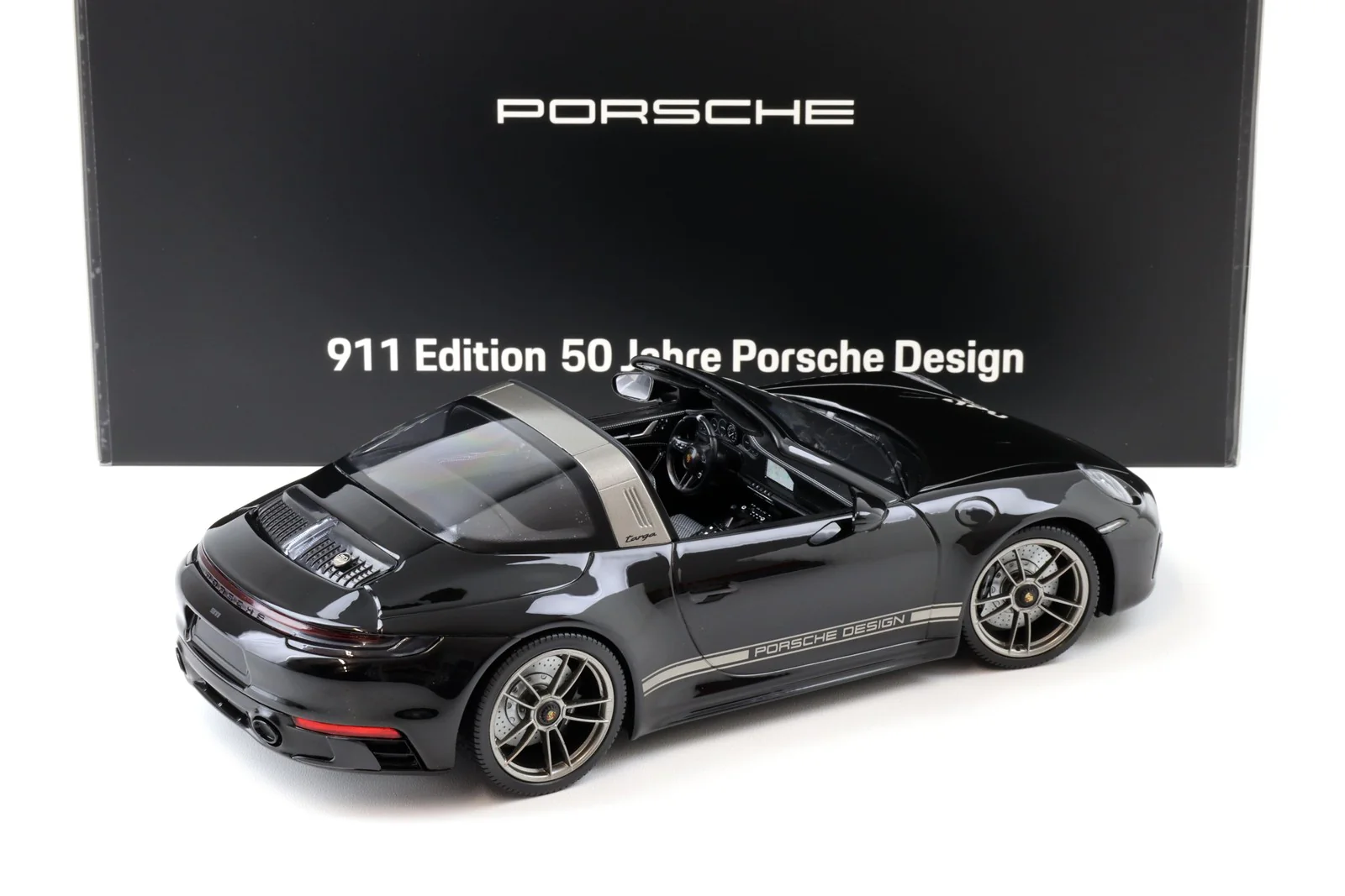 Minichamps 2023 Porsche 911 Targa 4 GTS (992) 50 Years Porsche Design Edition Black 1:18 - Image 3