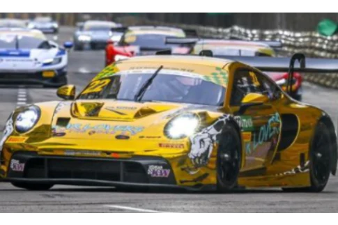 Spark-Model Porsche 911 992 GT3 R #22 Schumacher CLRT 3rd Pl Macau GT Cup 2025 1:18 WITH DISPLAY