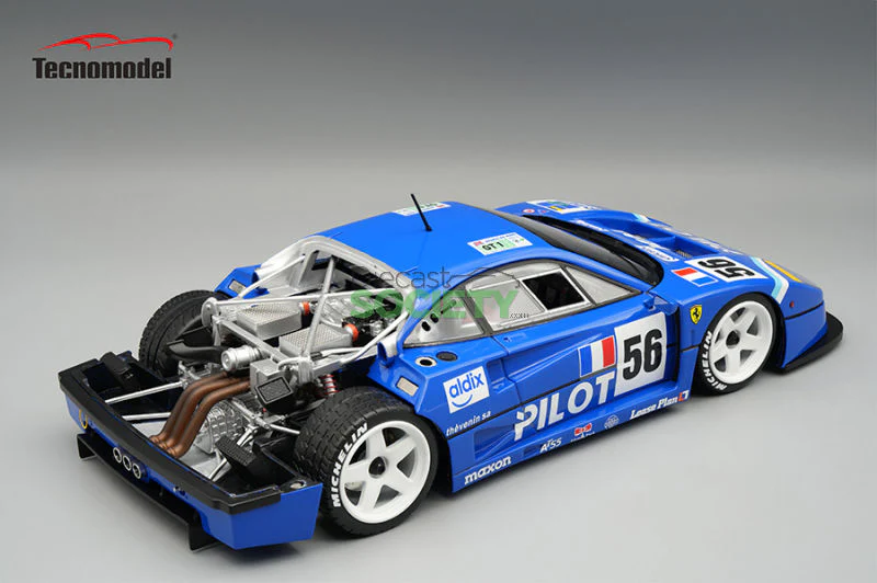 Tecnomodel Ferrari F40 LM 1996 Pilot Pen Racing #56 24hr Le Mans 1996 Blue w/ White Wheels 1:18 - Image 2