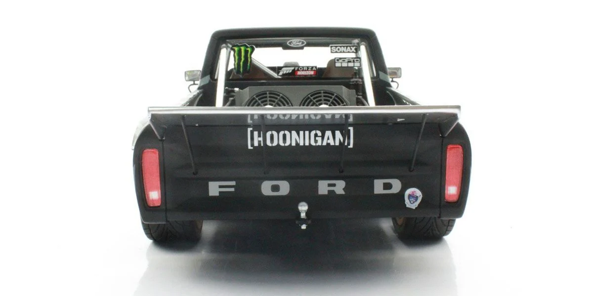 Top Marques 1977 Ford USA F-150 Pick-Up #43 Hoonigan 2018 Gymkhana Ken Block Black w/ Gold Wheels 1:18 - Image 4