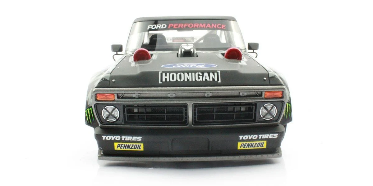 Top Marques 1977 Ford USA F-150 Pick-Up #43 Hoonigan 2018 Gymkhana Ken Block Black w/ Gold Wheels 1:18 - Image 5