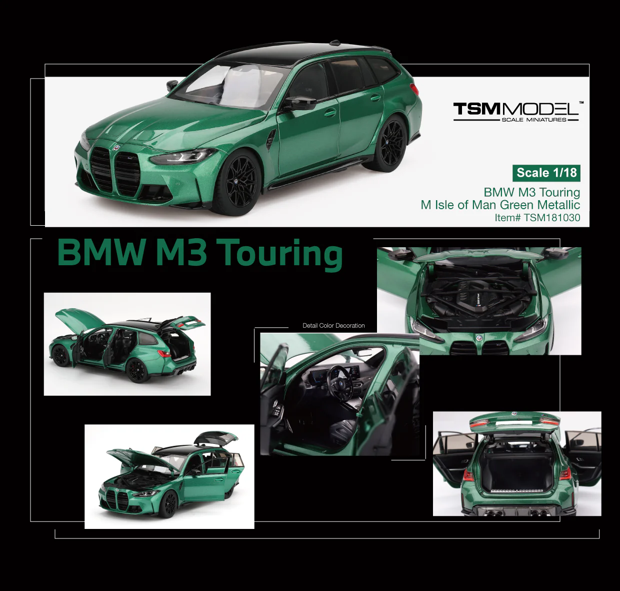 Topspeed BMW M3 Touring M (G81) Isle of Man Green Metallic 1:18 - Image 11