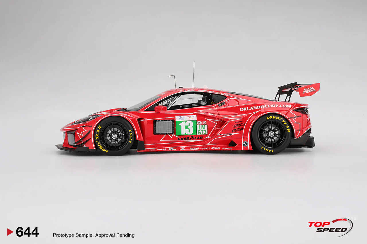 Topspeed Chevrolet Corvette C8 Z06 GT3.R #13 AWA Racing 2025 IMSA Le Mans 24hrs Red 1:18 - Image 3