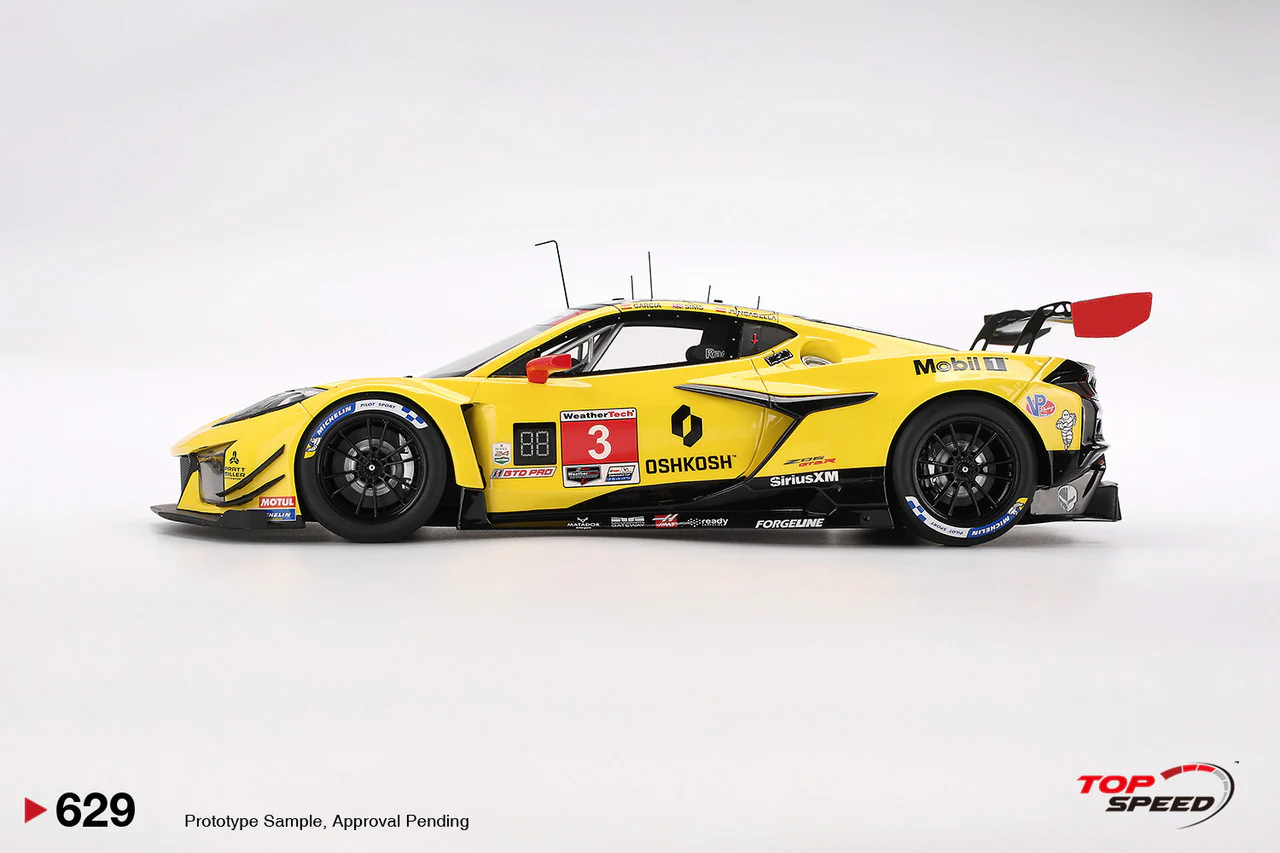 Topspeed Chevrolet Corvette C8 Z06 GT3.R #3 Corvette Racing by Pratt Miller Motorsports 2025 IMSA 24 Hours of Daytona Yellow 1:18 - Image 3