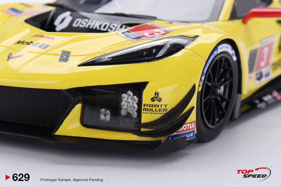 Topspeed Chevrolet Corvette C8 Z06 GT3.R #3 Corvette Racing by Pratt Miller Motorsports 2025 IMSA 24 Hours of Daytona Yellow 1:18 - Image 4