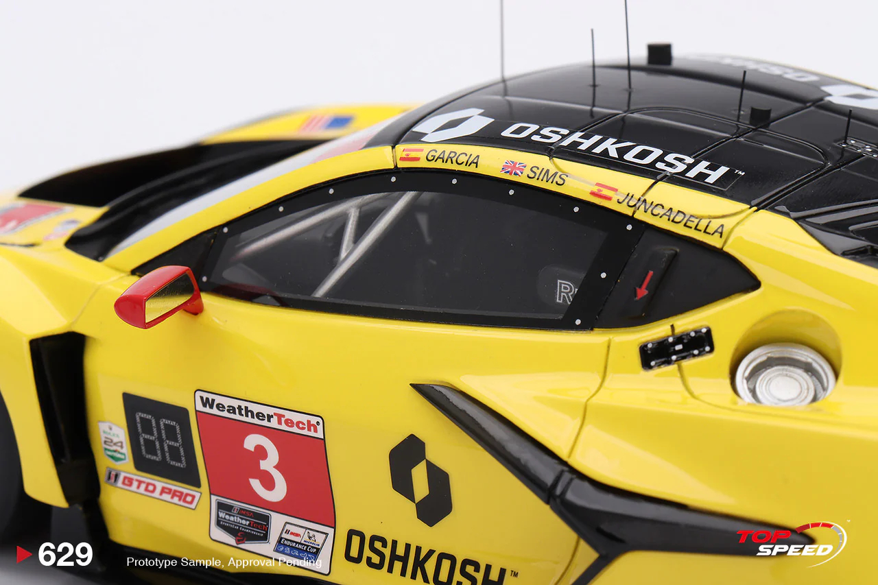 Topspeed Chevrolet Corvette C8 Z06 GT3.R #3 Corvette Racing by Pratt Miller Motorsports 2025 IMSA 24 Hours of Daytona Yellow 1:18 - Image 5