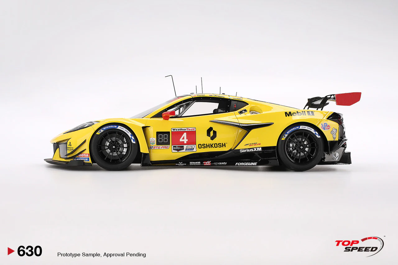 Topspeed Chevrolet Corvette C8 Z06 GT3.R #4 Corvette Racing by Pratt Miller Motorsports 2025 IMSA 24 Hours of Daytona Yellow 1:18 - Image 3