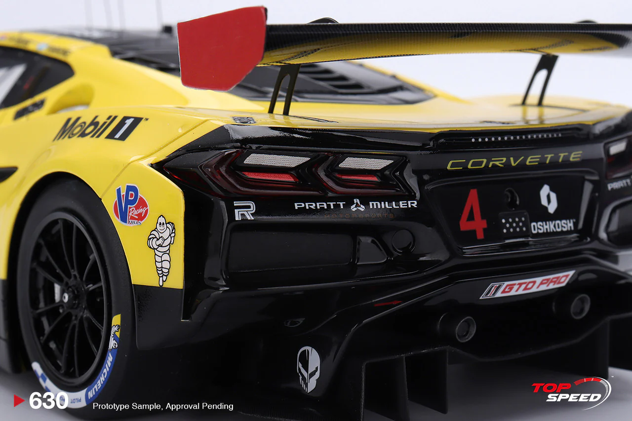 Topspeed Chevrolet Corvette C8 Z06 GT3.R #4 Corvette Racing by Pratt Miller Motorsports 2025 IMSA 24 Hours of Daytona Yellow 1:18 - Image 6