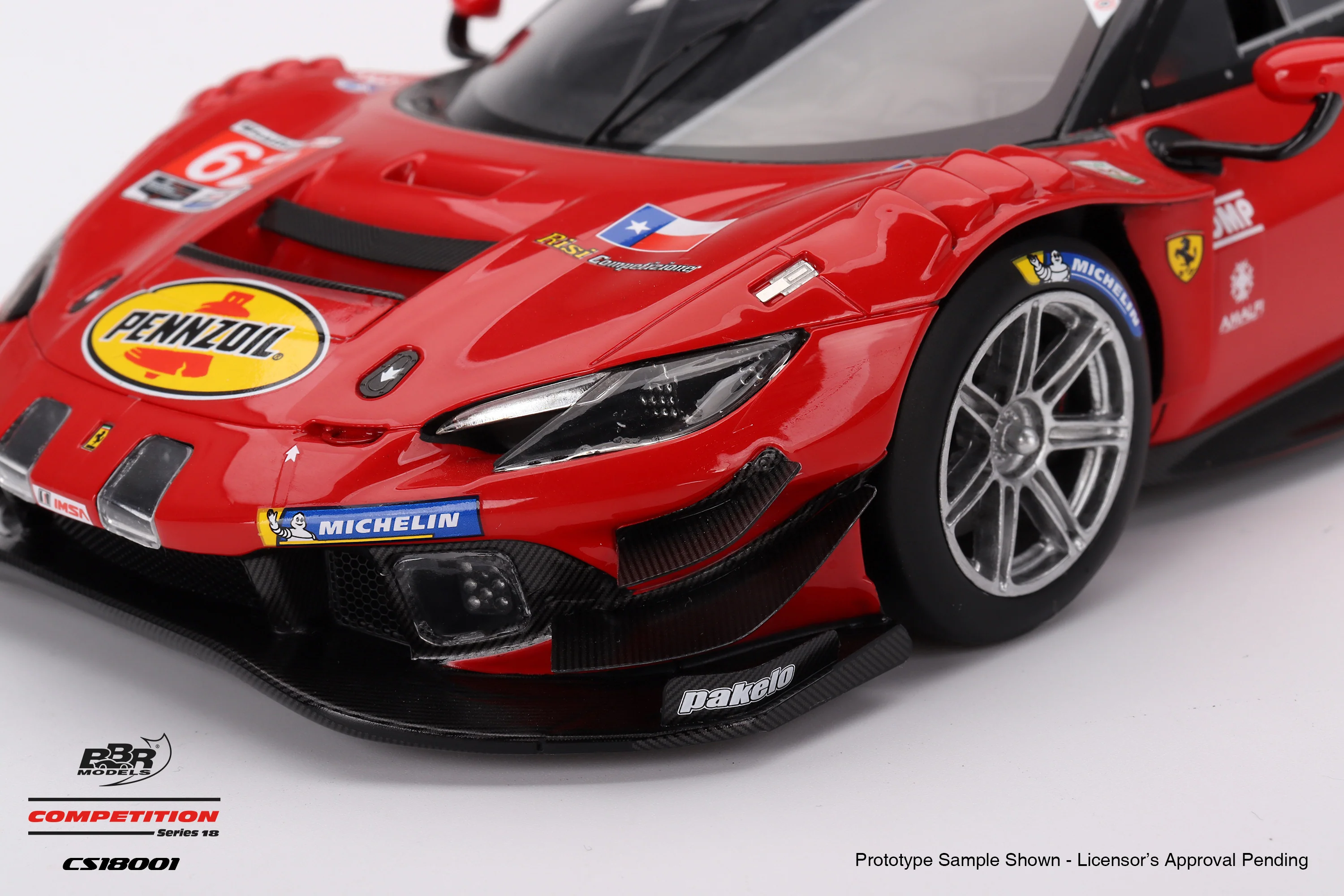 BBR Ferrari 296 GT3 Risi Competizione #62 2023 IMSA Daytona 24 Hrs Red 1:18 - Image 4