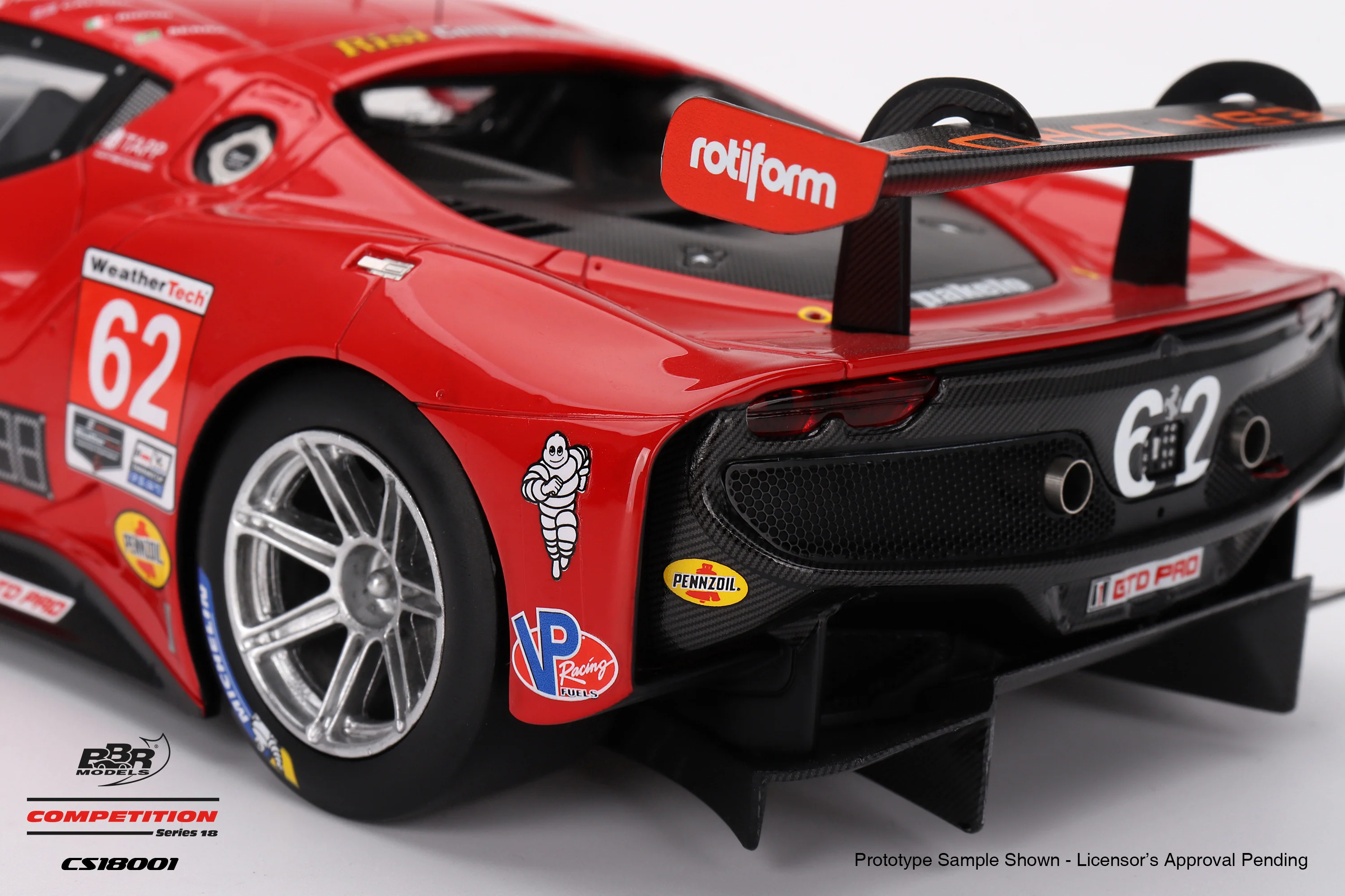 BBR Ferrari 296 GT3 Risi Competizione #62 2023 IMSA Daytona 24 Hrs Red 1:18 - Image 6