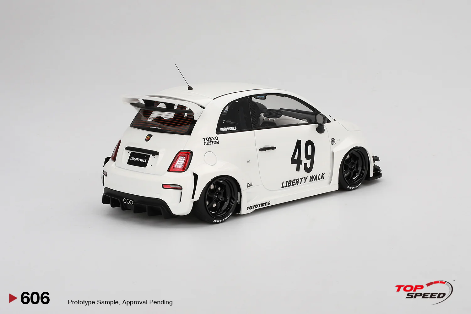 Topspeed Fiat Abarth 595 LB-Works x Abas Works Gara White 1:18 - Image 2
