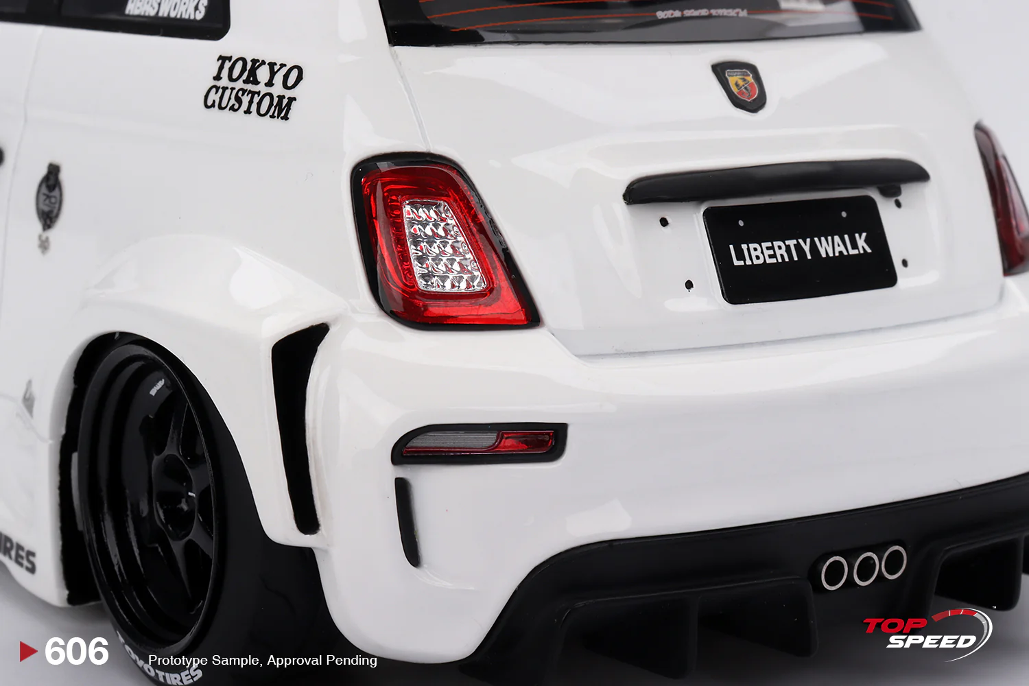 Topspeed Fiat Abarth 595 LB-Works x Abas Works Gara White 1:18 - Image 6