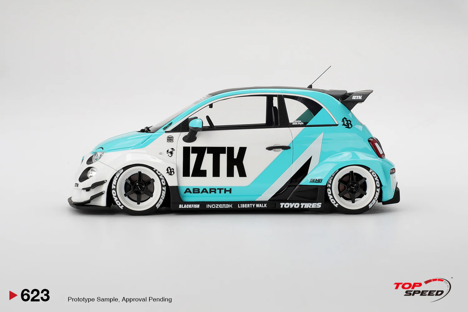 Topspeed Fiat Abarth 595 LB-Works x Abas Works IZTK Teal 1:18 - Image 3
