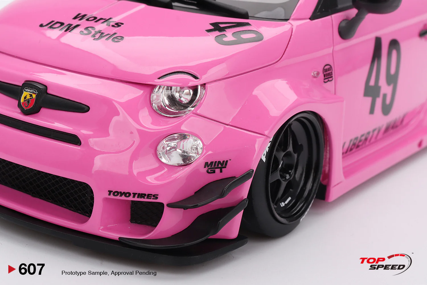 Topspeed Fiat Abarth 595 LB-Works x Abas Works Pink 1:18 - Image 4