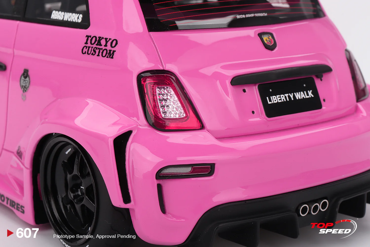 Topspeed Fiat Abarth 595 LB-Works x Abas Works Pink 1:18 - Image 6