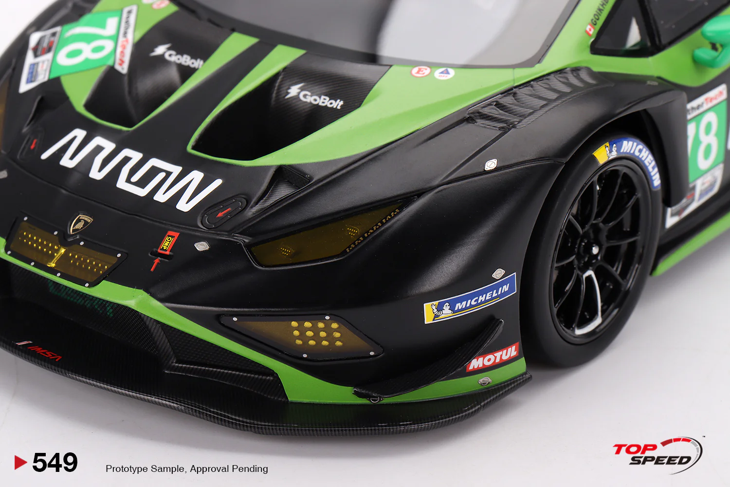 Topspeed Lamborghini Huracan GT3 EVO2 #78 Forte Racing IMSA 2023 Daytona 24hrs Green 1:18 - Image 4