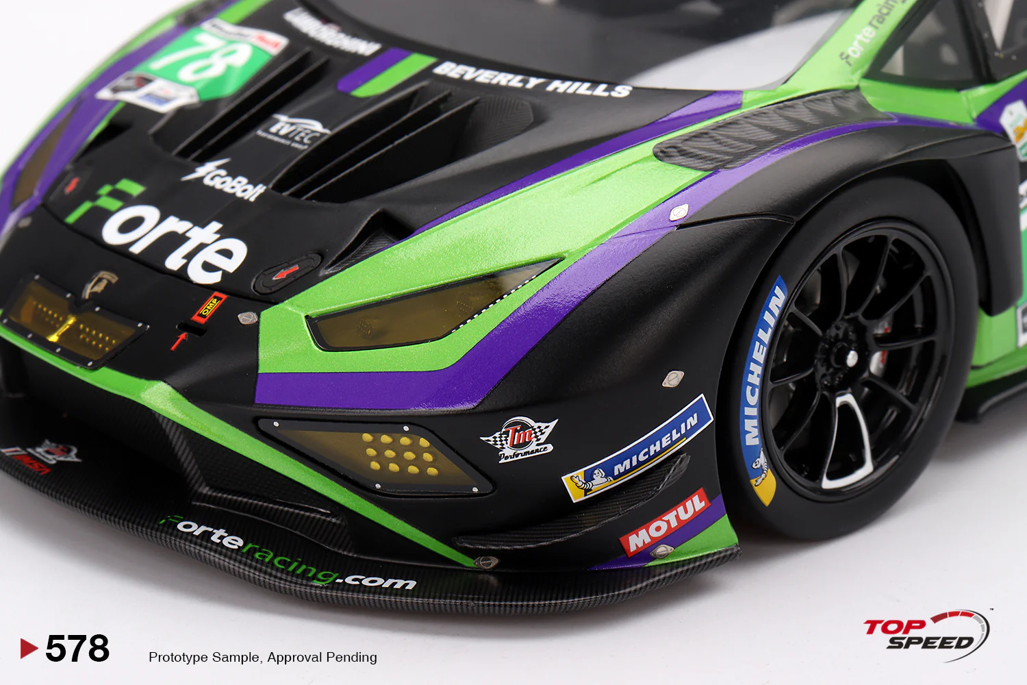 Topspeed Lamborghini Huracan GT3 EVO2 #78 Forte Racing IMSA 2024 Daytona 24hrs Green 1:18 - Image 4